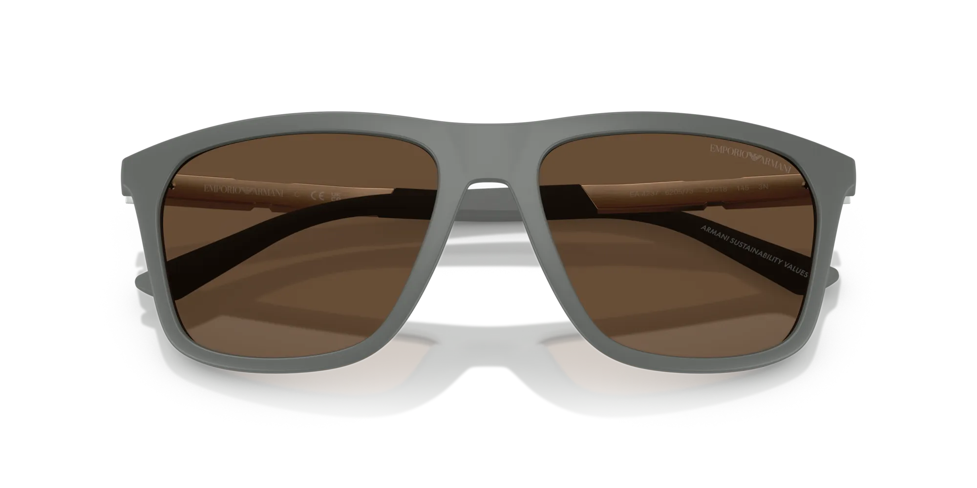 Emporio Armani EA4237 620573 Occhiali da sole Iniettato Grigio Marrone Squadrata Normale - immagine 2