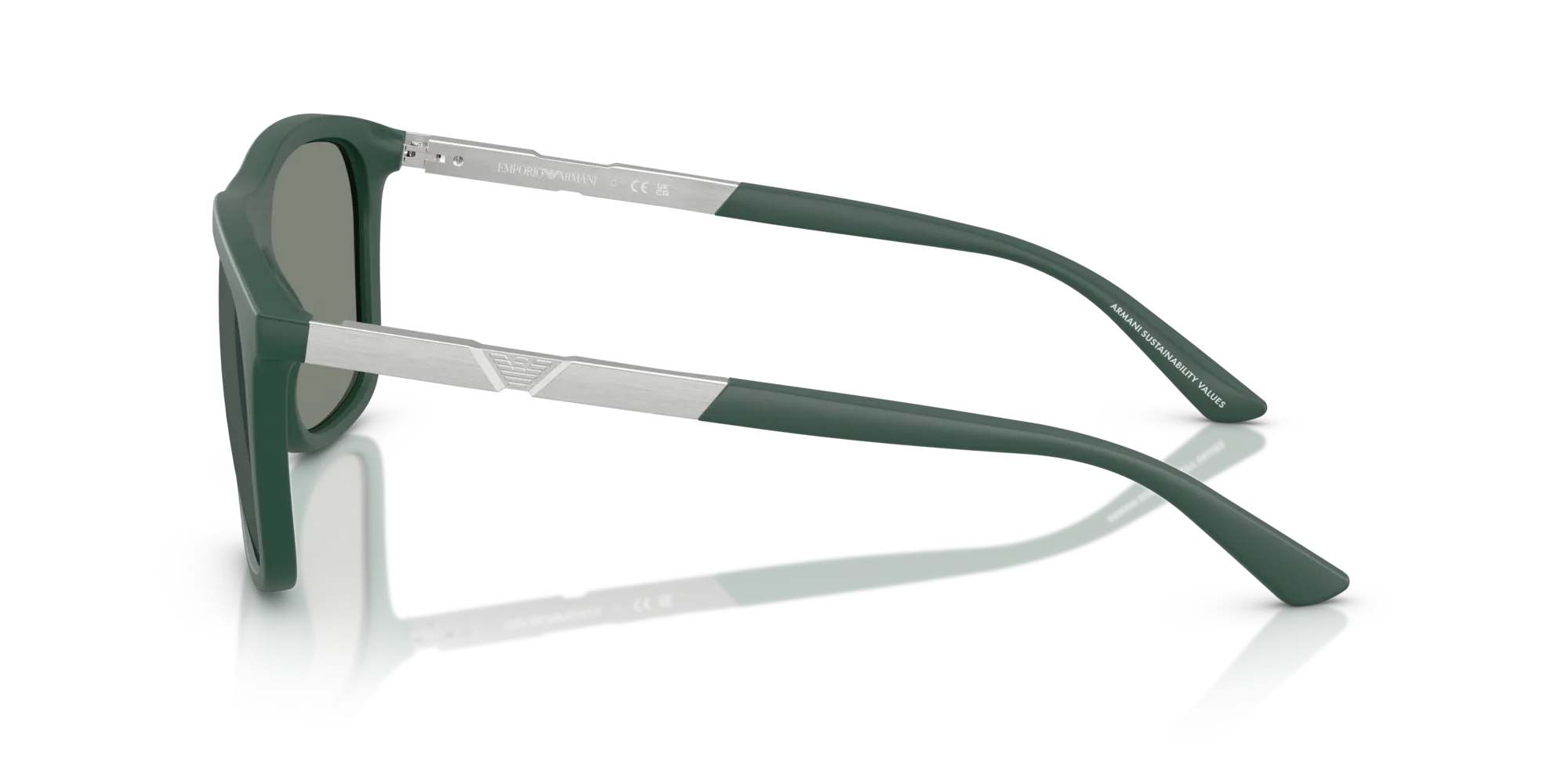 Emporio Armani EA4237 61906R Occhiali da sole Iniettato Verde Grigio Squadrata Specchiate - immagine 4
