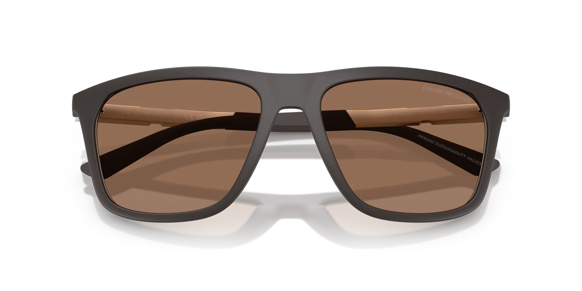 Emporio Armani EA4237 6186EF Occhiali da sole Iniettato Marrone Marrone Squadrata Specchiate - immagine 2