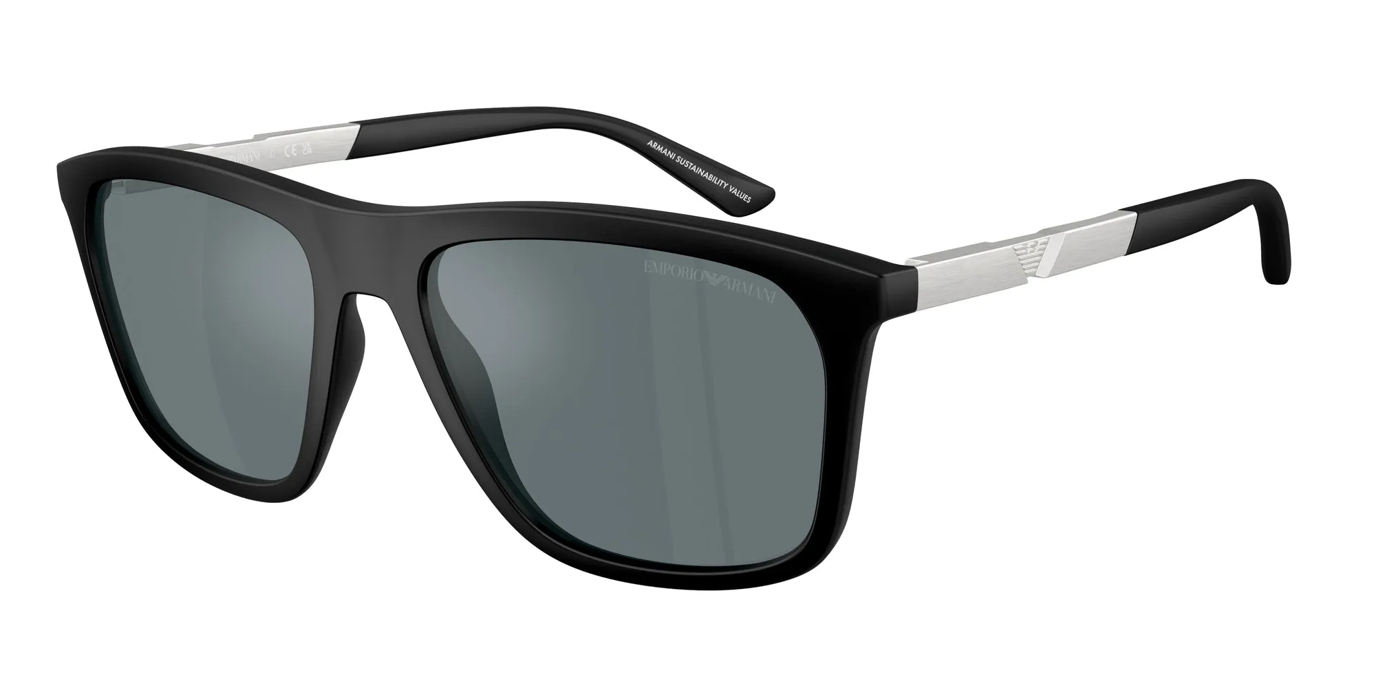 Emporio Armani EA4237 50016G Occhiali da sole Iniettato Nero Grigio Squadrata Specchiate - immagine 1