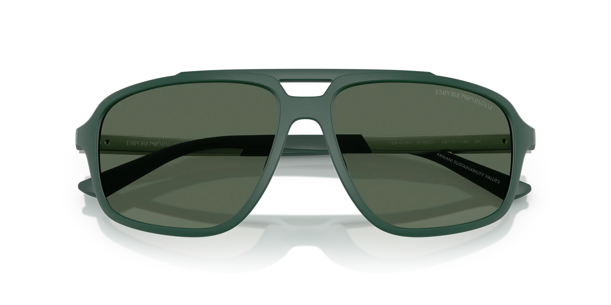 Emporio Armani EA4236U 619071 Occhiali da sole Iniettato Verde Verde Pilot Normale - immagine 2