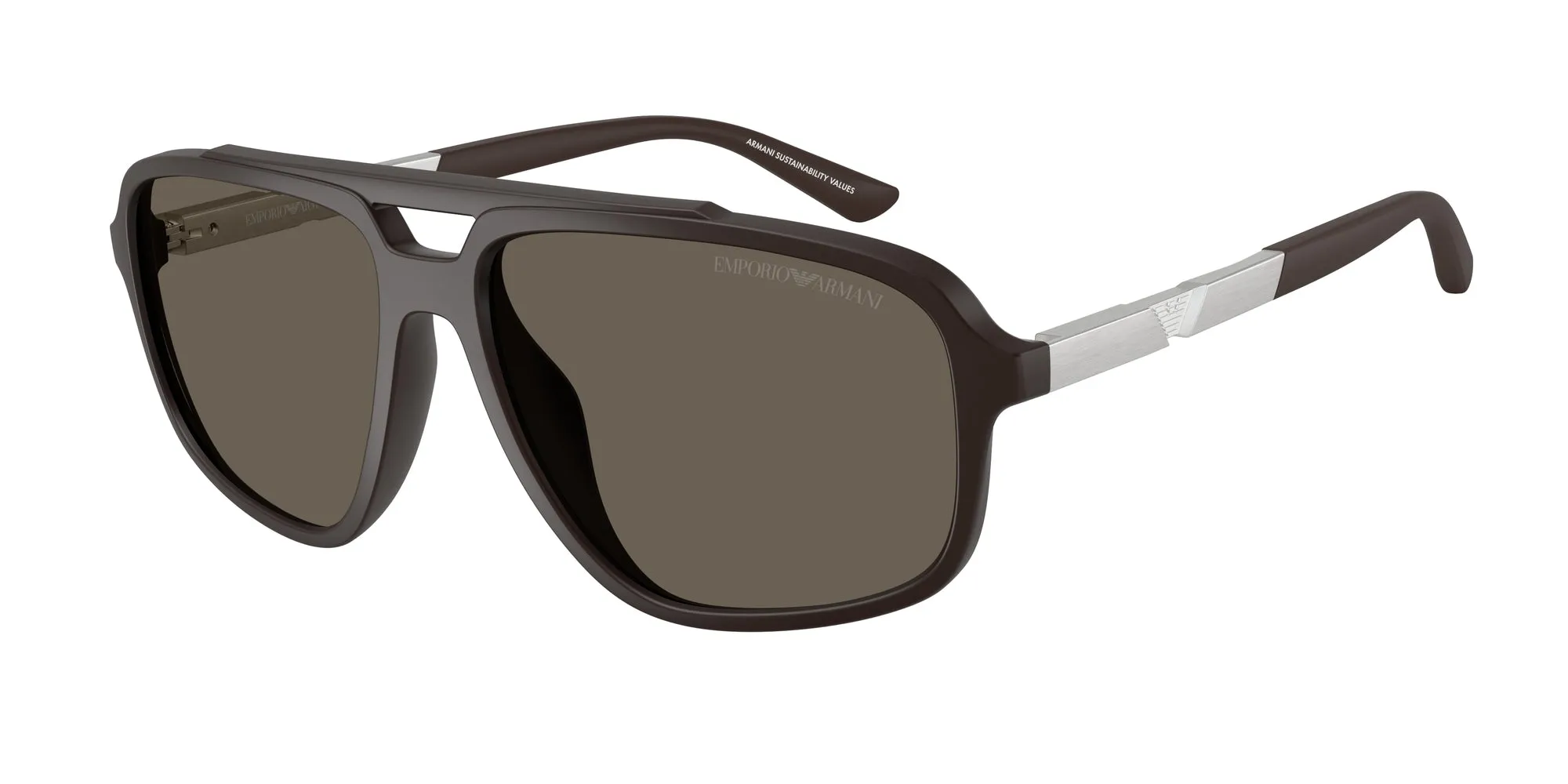Emporio Armani EA4236U 6186/3 Occhiali da sole Iniettato Marrone Marrone Pilot Normale - immagine 1