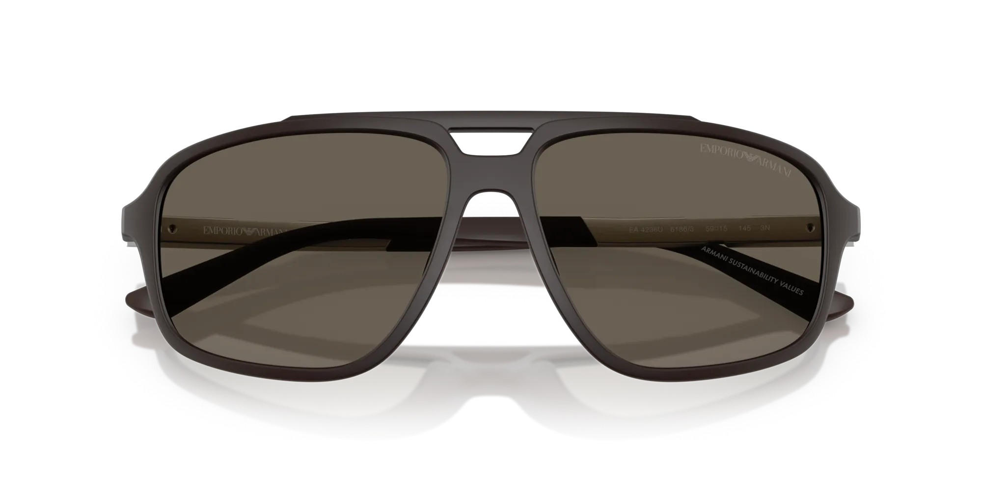 Emporio Armani EA4236U 6186/3 Occhiali da sole Iniettato Marrone Marrone Pilot Normale - immagine 2