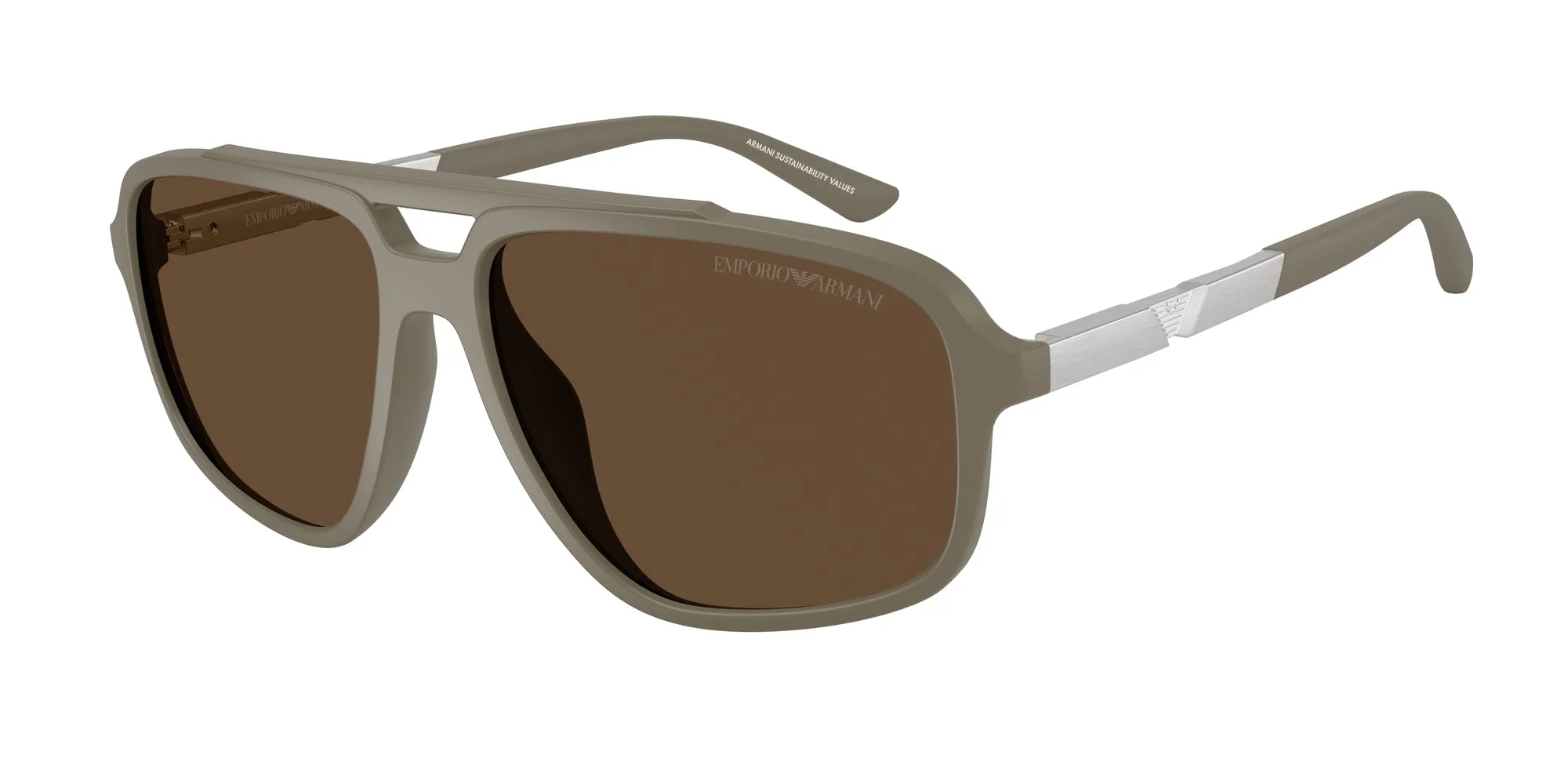 Emporio Armani EA4236U 543773 Occhiali da sole Iniettato Marrone Marrone Pilot Normale - immagine 1