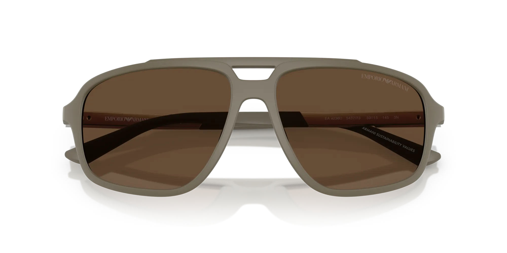 Emporio Armani EA4236U 543773 Occhiali da sole Iniettato Marrone Marrone Pilot Normale - immagine 2
