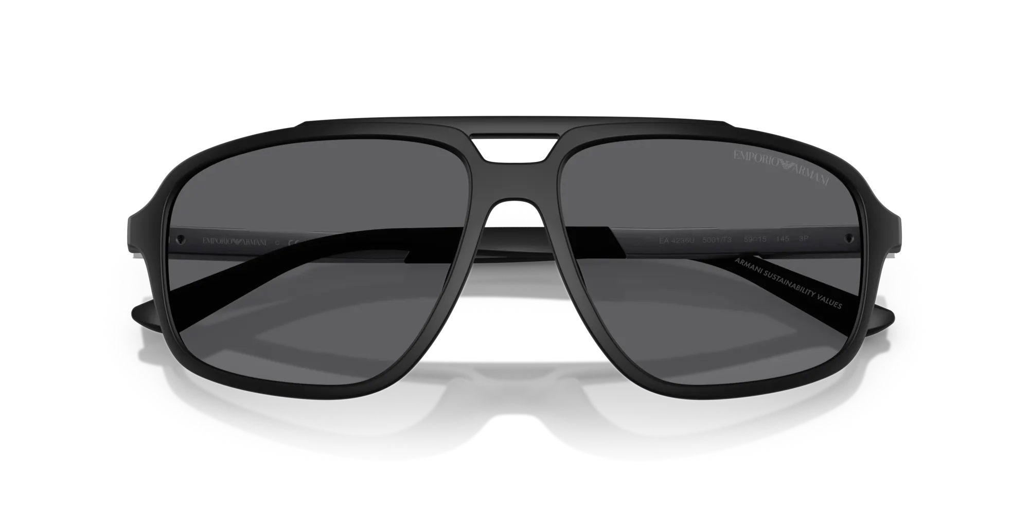 Emporio Armani EA4236U 5001T3 Occhiali da sole Iniettato Nero Grigio Pilot Polarizzata - immagine 2