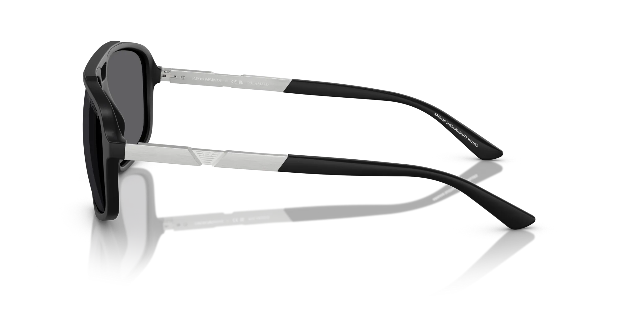 Emporio Armani EA4236U 5001T3 Occhiali da sole Iniettato Nero Grigio Pilot Polarizzata - immagine 4