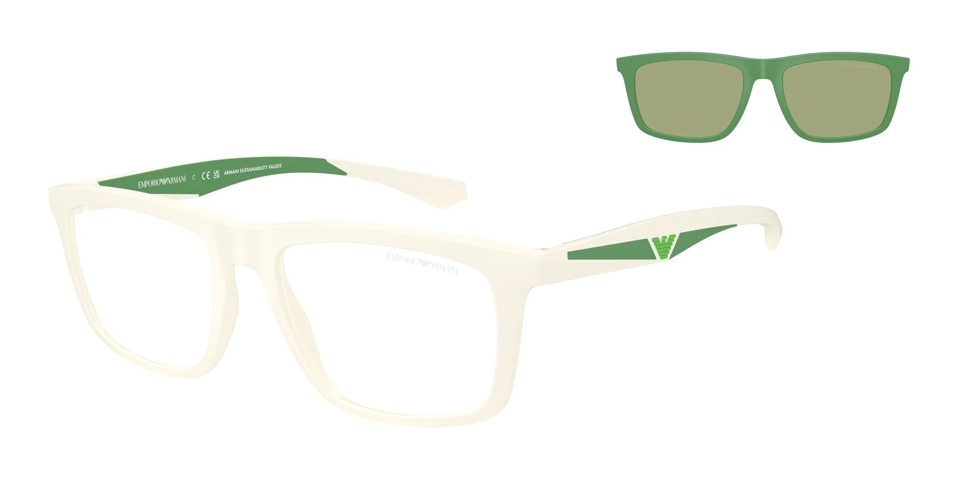 Emporio Armani EA4235 61871W Occhiali da sole Iniettato Bianco Trasparente Squadrata Normale - immagine 1