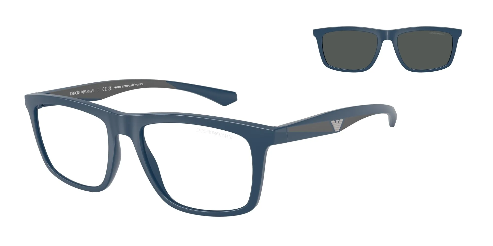 Emporio Armani EA4235 61851W Occhiali da sole Iniettato Blu Trasparente Squadrata Normale - immagine 1