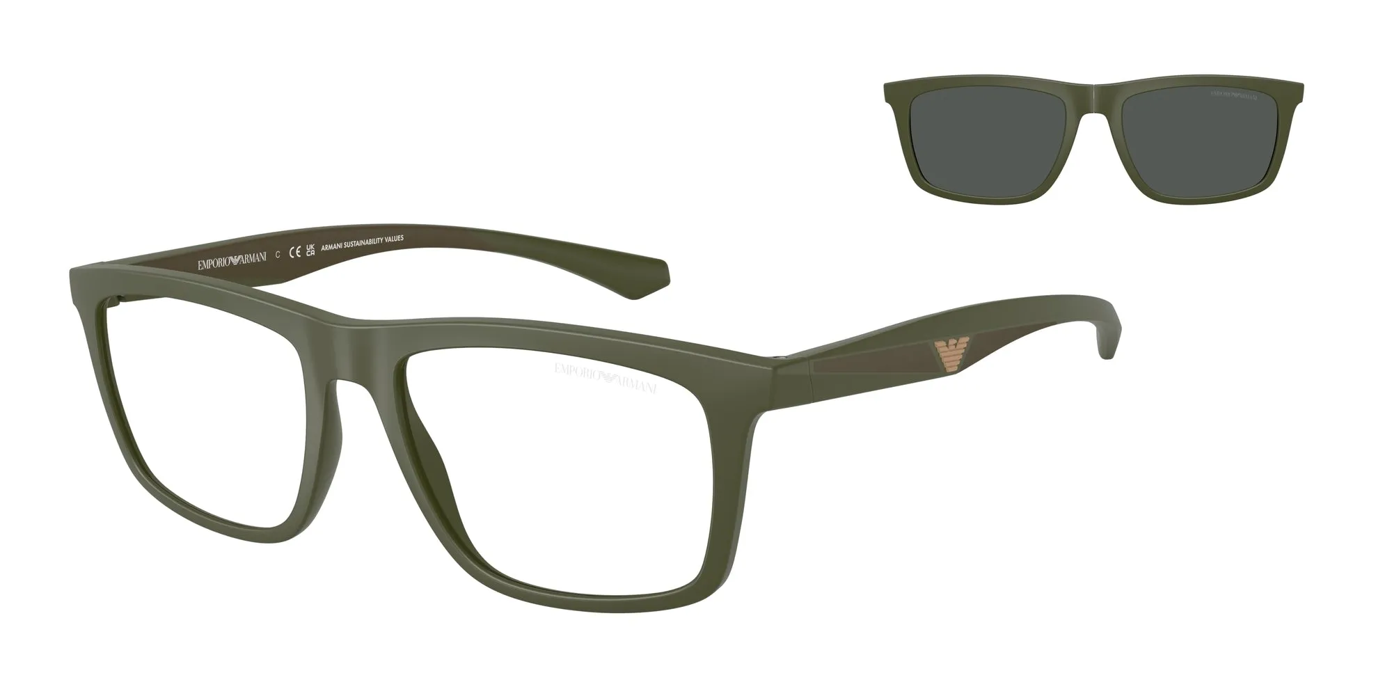 Emporio Armani EA4235 61841W Occhiali da sole Iniettato Verde Trasparente Squadrata Normale - immagine 1