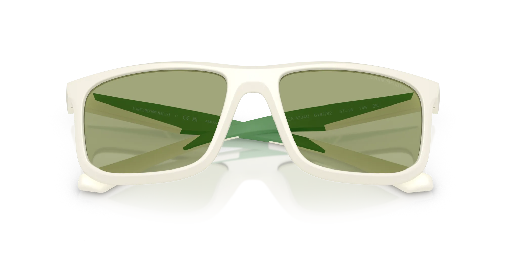 Emporio Armani EA4234U 618782 Occhiali da sole Iniettato Bianco Verde Squadrata Normale - immagine 2