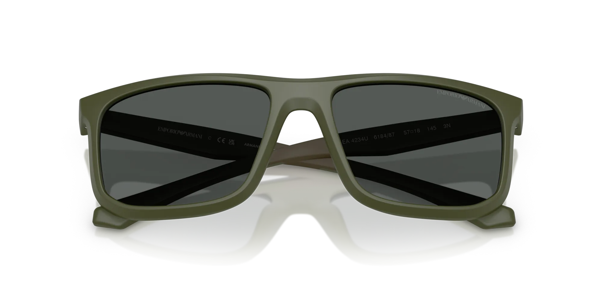 Emporio Armani EA4234U 618487 Occhiali da sole Iniettato Verde Grigio Squadrata Normale - immagine 2