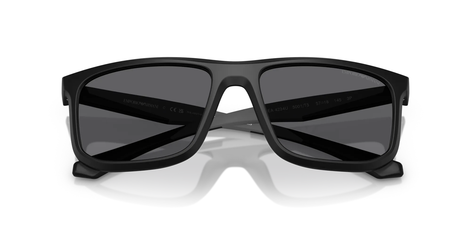 Emporio Armani EA4234U 5001T3 Occhiali da sole Iniettato Nero Grigio Squadrata Polarizzata - immagine 2