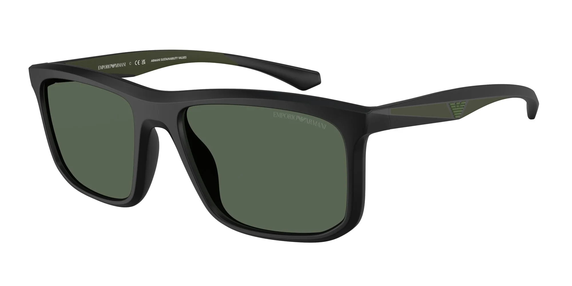 Emporio Armani EA4234U 500171 Occhiali da sole Iniettato Nero Verde Squadrata Normale - immagine 1