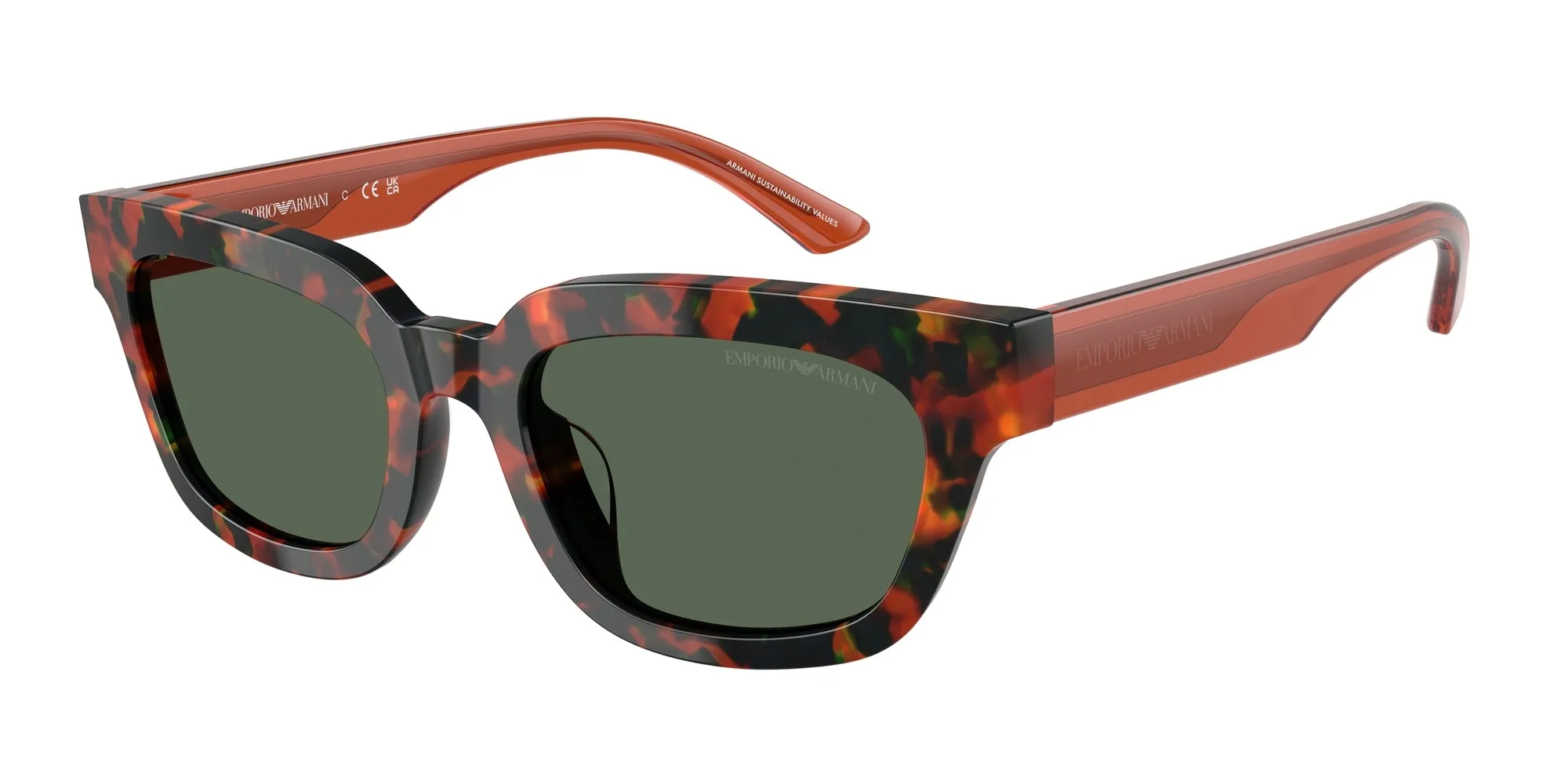 Emporio Armani EA4233U 618271 Occhiali da sole Acetato Tartaruga Verde Geometrica Normale - immagine 1
