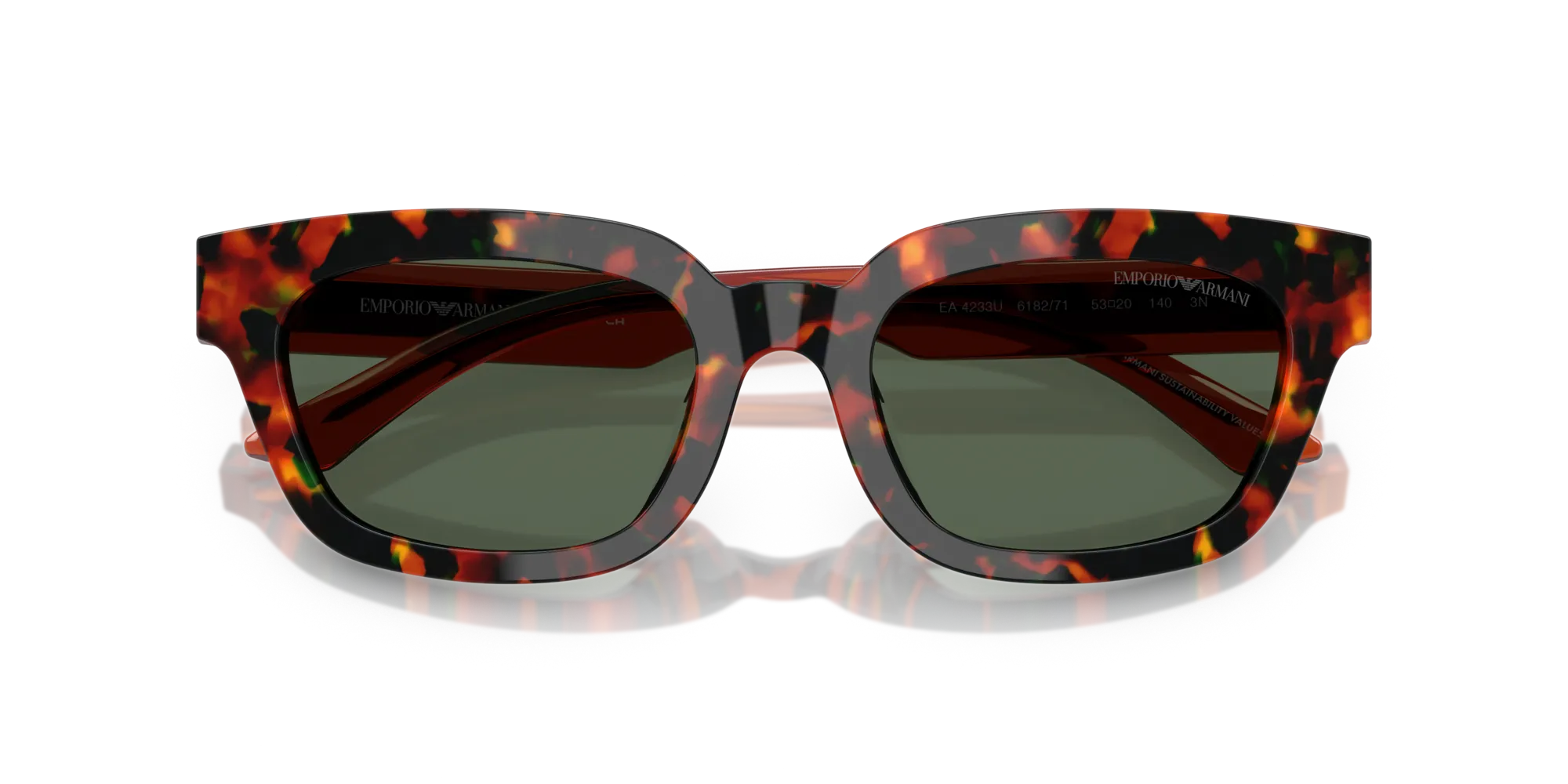 Emporio Armani EA4233U 618271 Occhiali da sole Acetato Tartaruga Verde Geometrica Normale - immagine 2