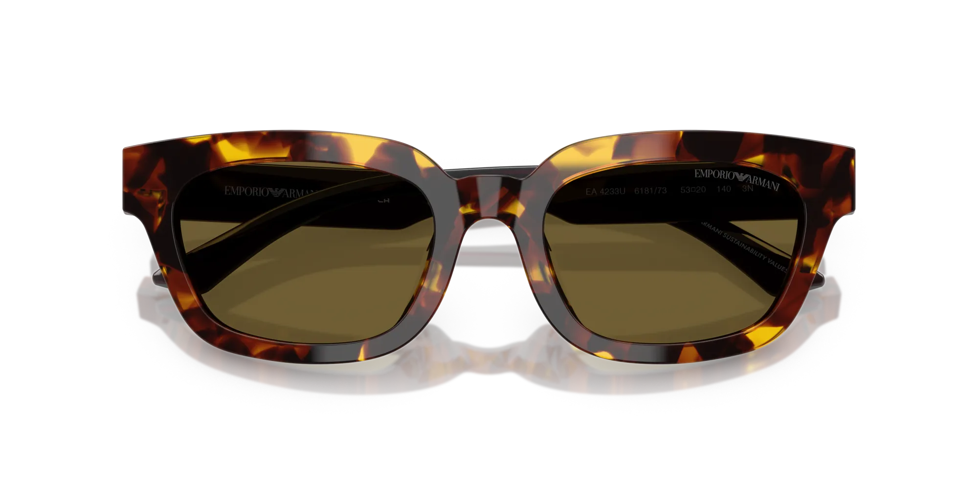 Emporio Armani EA4233U 618173 Occhiali da sole Acetato Tartaruga Marrone Geometrica Normale - immagine 2