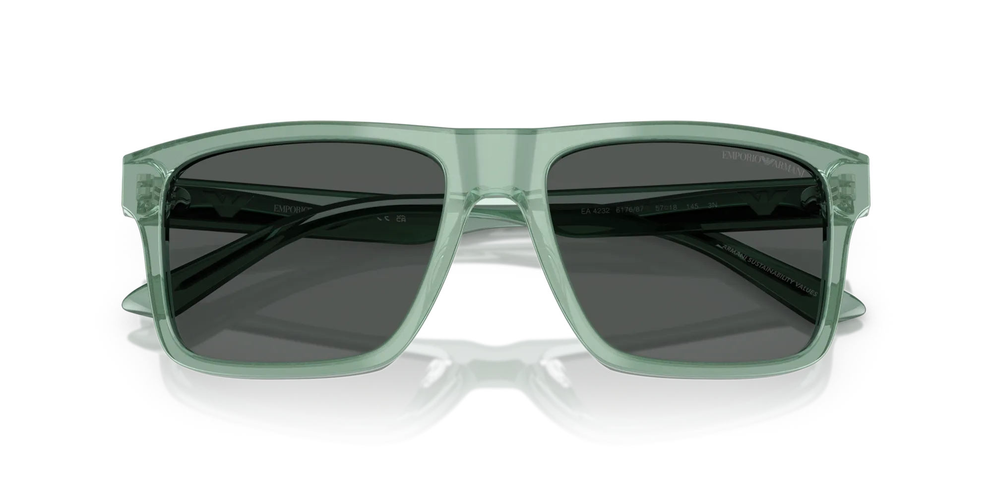Emporio Armani EA4232 617687 Occhiali da sole Acetato Verde Grigio Squadrata Normale - immagine 2