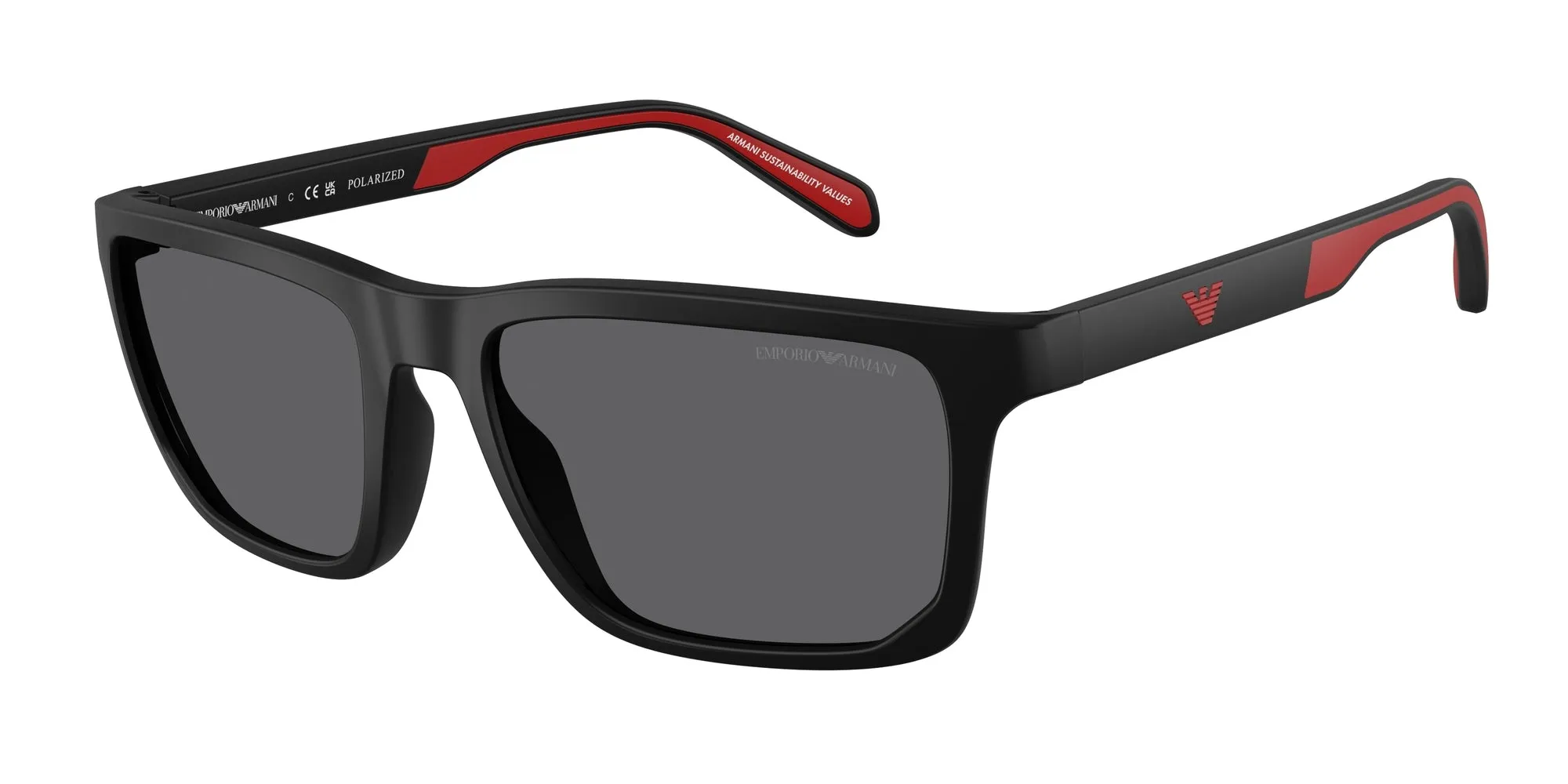 Emporio Armani EA4219 5001T3 Occhiali da sole Iniettato Nero Grigio Squadrata Polarizzata - immagine 1