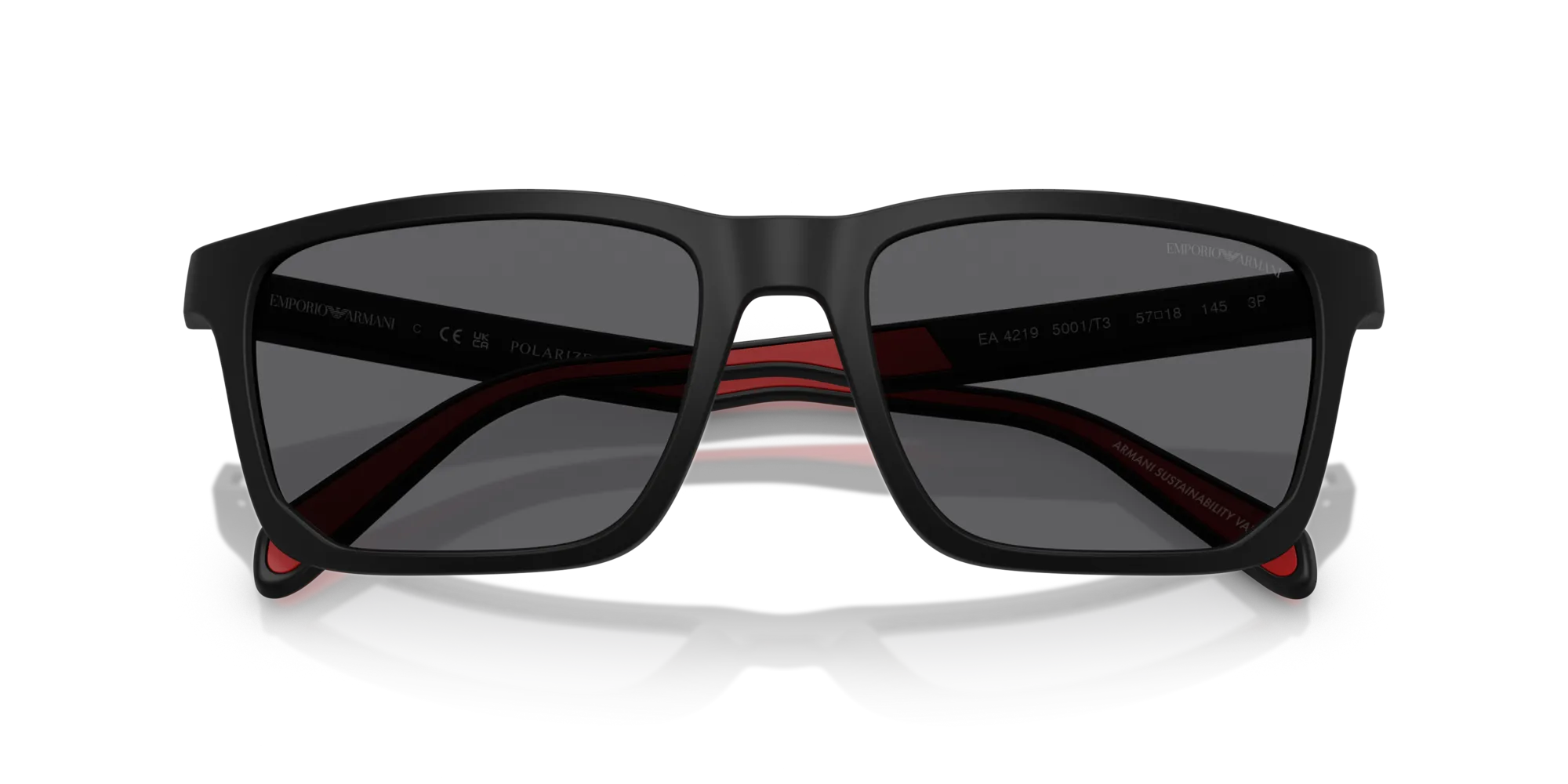 Emporio Armani EA4219 5001T3 Occhiali da sole Iniettato Nero Grigio Squadrata Polarizzata - immagine 2
