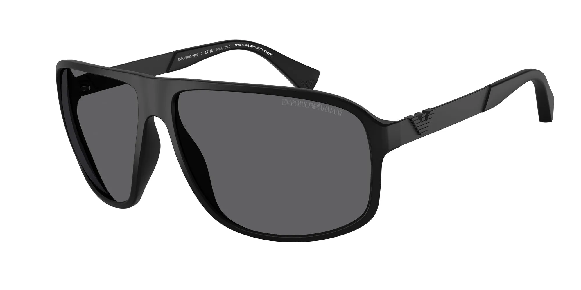 Emporio Armani EA4029 5001T3 Occhiali da sole Iniettato Nero Grigio Squadrata Polarizzata - immagine 1