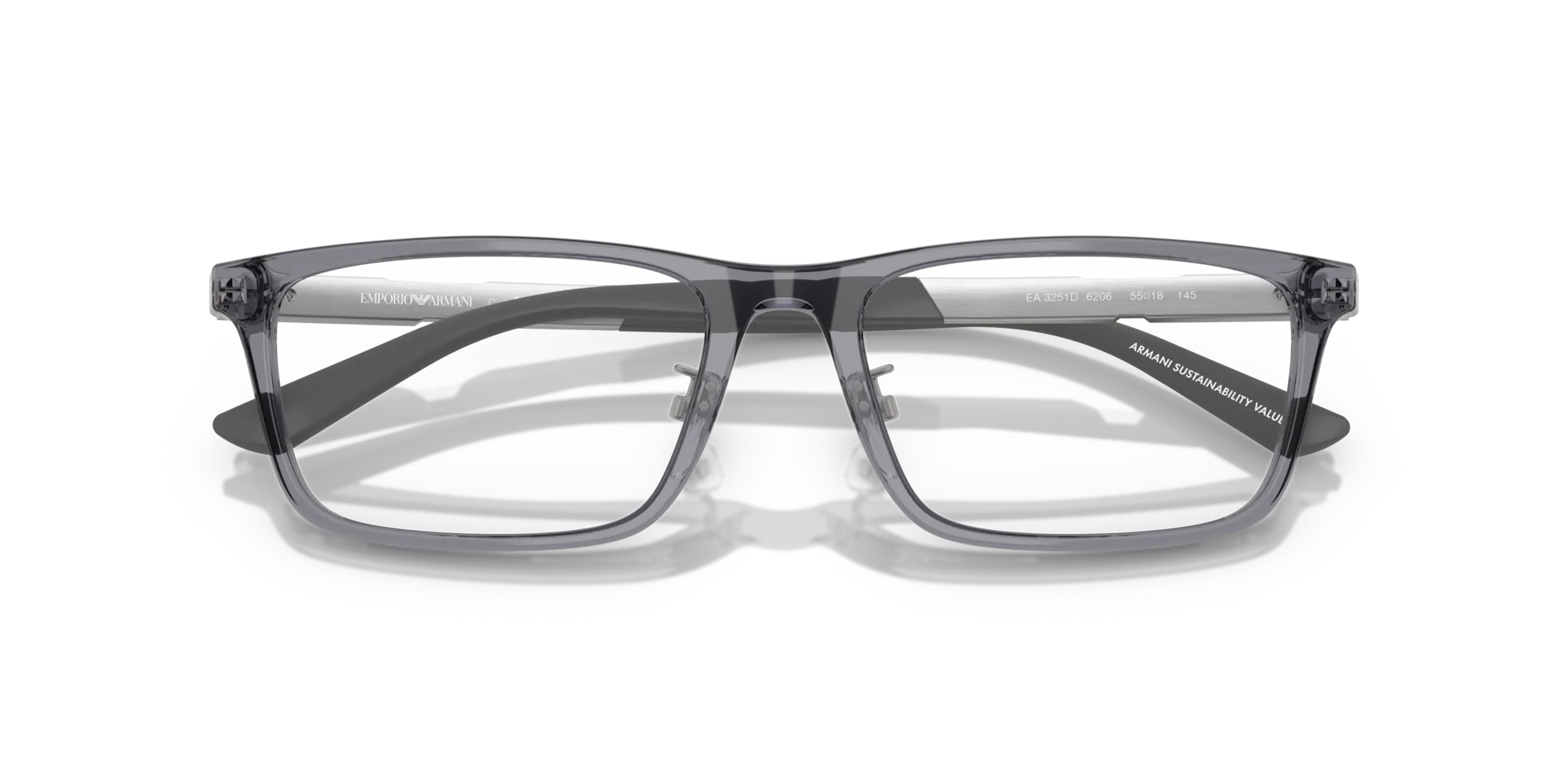 Emporio Armani EA3251D 6206 Montature da vista Acetato Grigio Squadrata Normale - immagine 2
