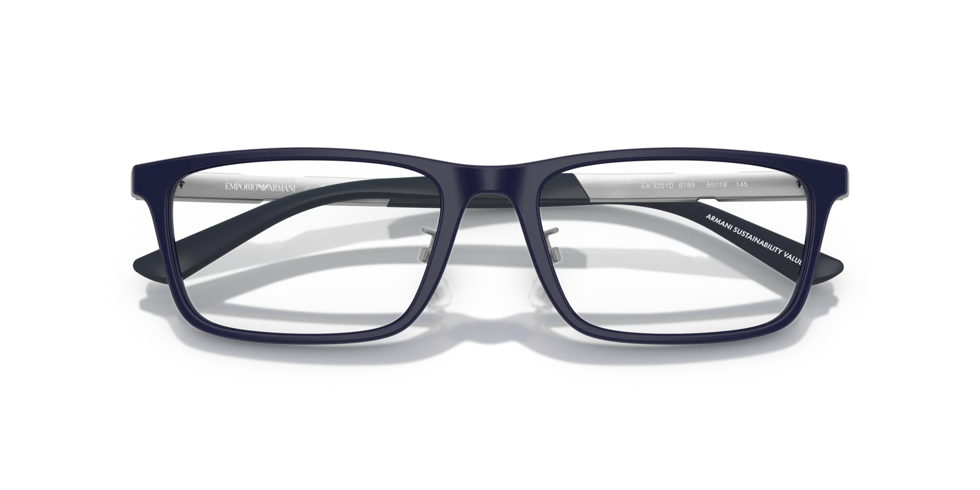 Emporio Armani EA3251D 6189 Montature da vista Acetato Blu Squadrata Normale - immagine 2