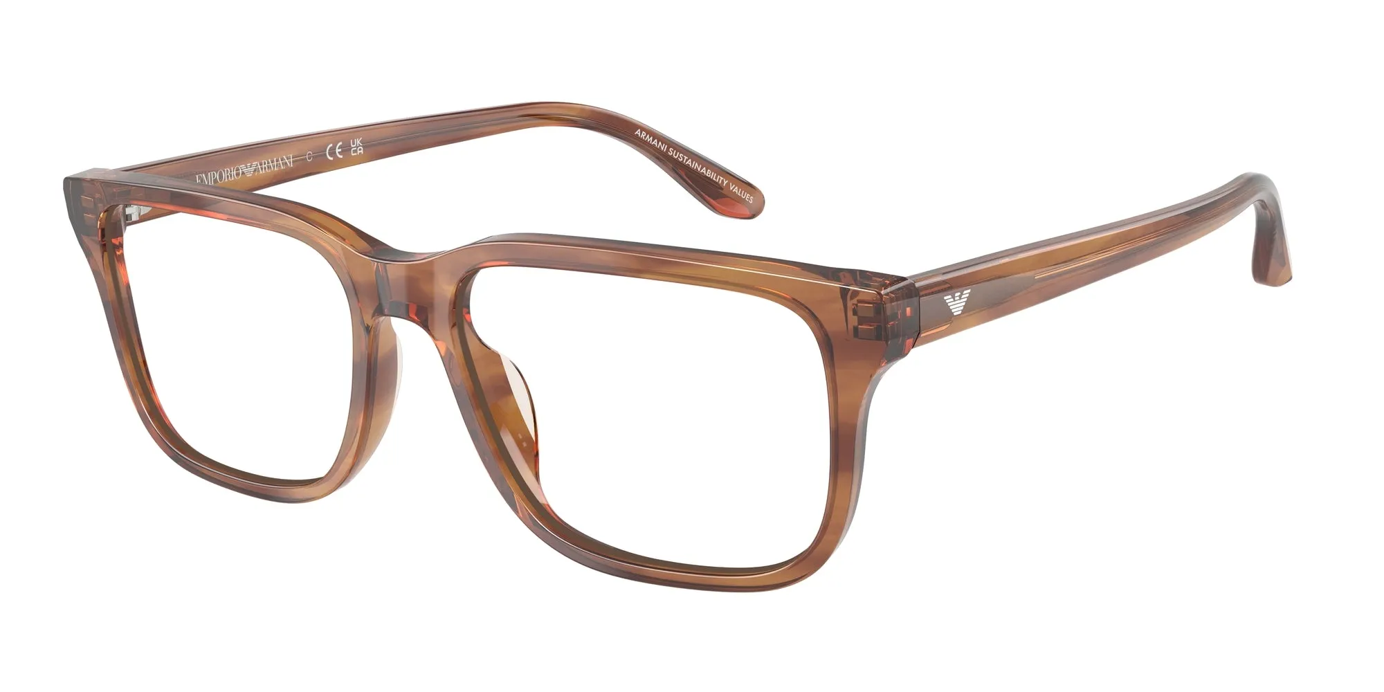 Emporio Armani EA3250U 6203 Montature da vista Acetato Marrone Trasparente Squadrata Normale - immagine 1