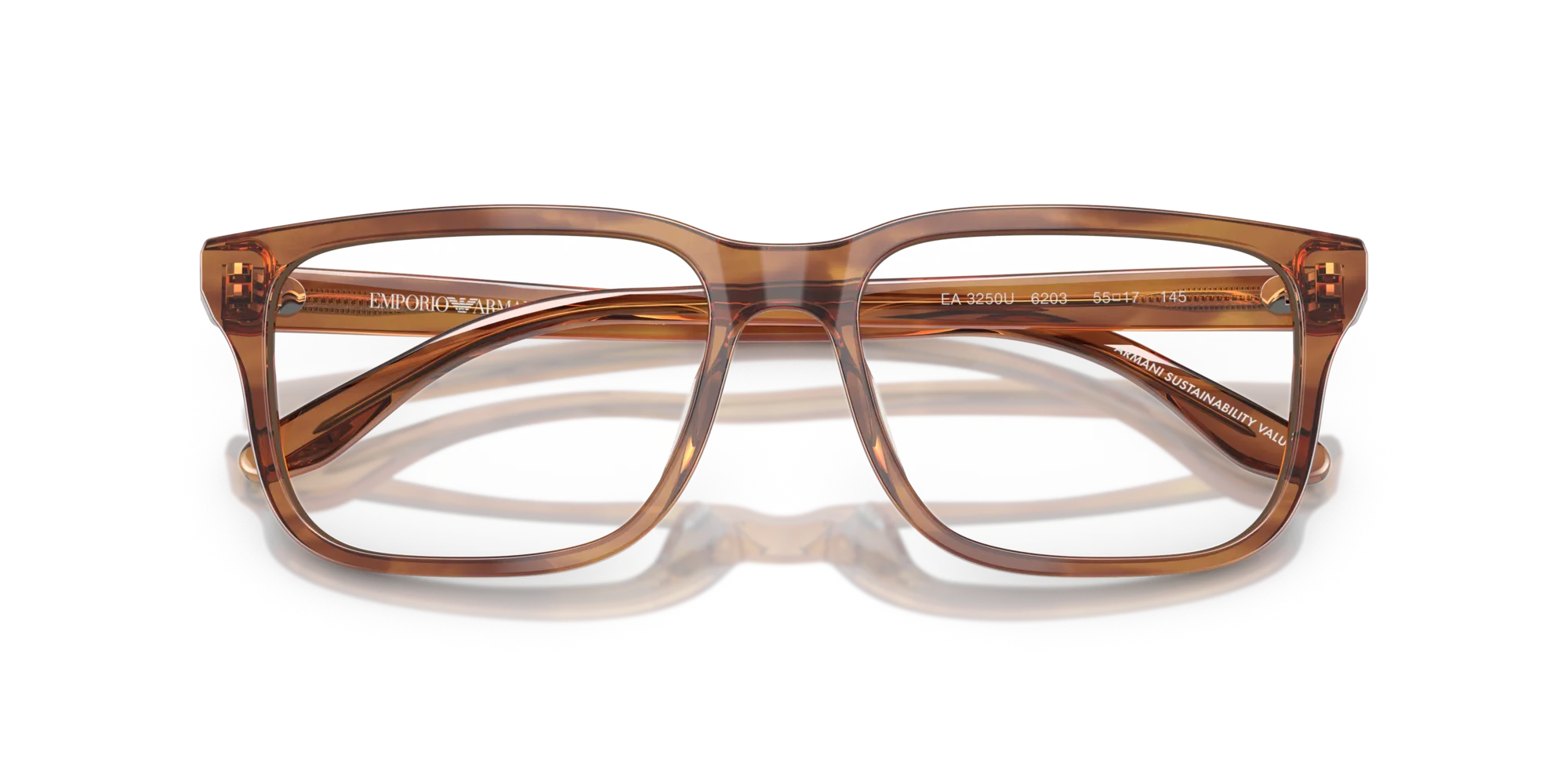 Emporio Armani EA3250U 6203 Montature da vista Acetato Marrone Trasparente Squadrata Normale - immagine 2