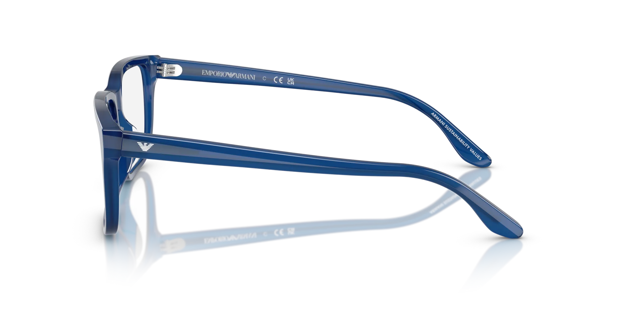 Emporio Armani EA3250U 6201 Montature da vista Acetato Blu Trasparente Squadrata Normale - immagine 4