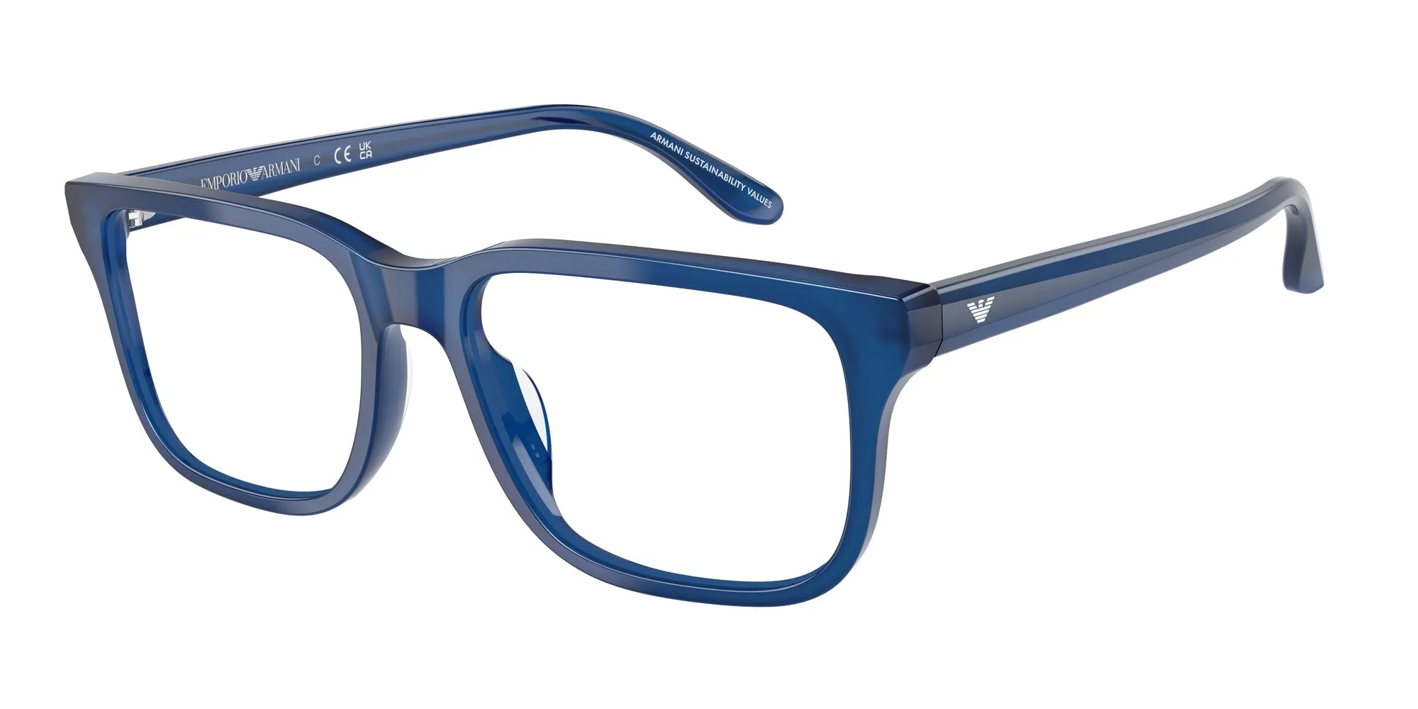 Emporio Armani EA3250U 6201 Montature da vista Acetato Blu Trasparente Squadrata Normale - immagine 1