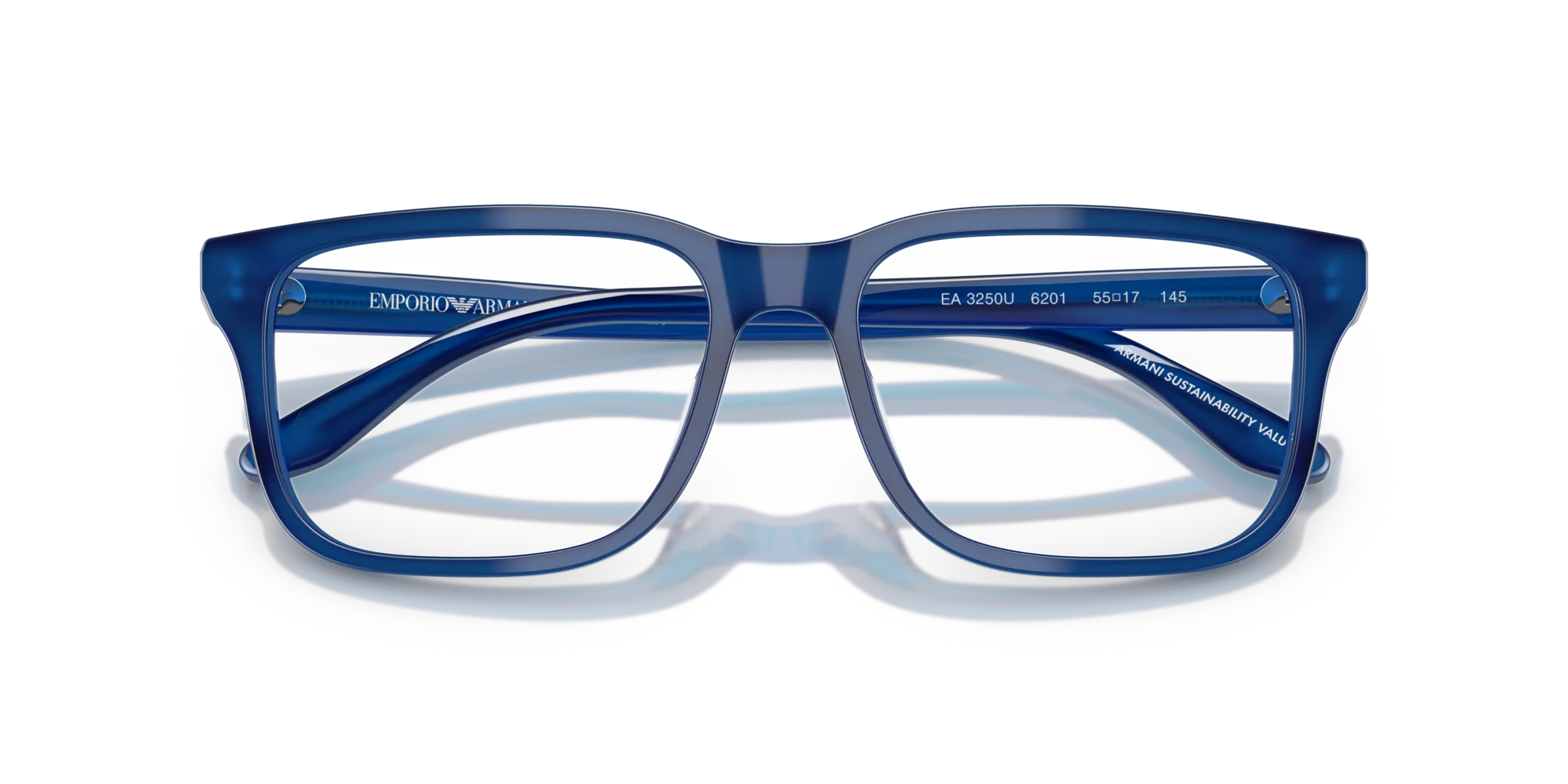 Emporio Armani EA3250U 6201 Montature da vista Acetato Blu Trasparente Squadrata Normale - immagine 2