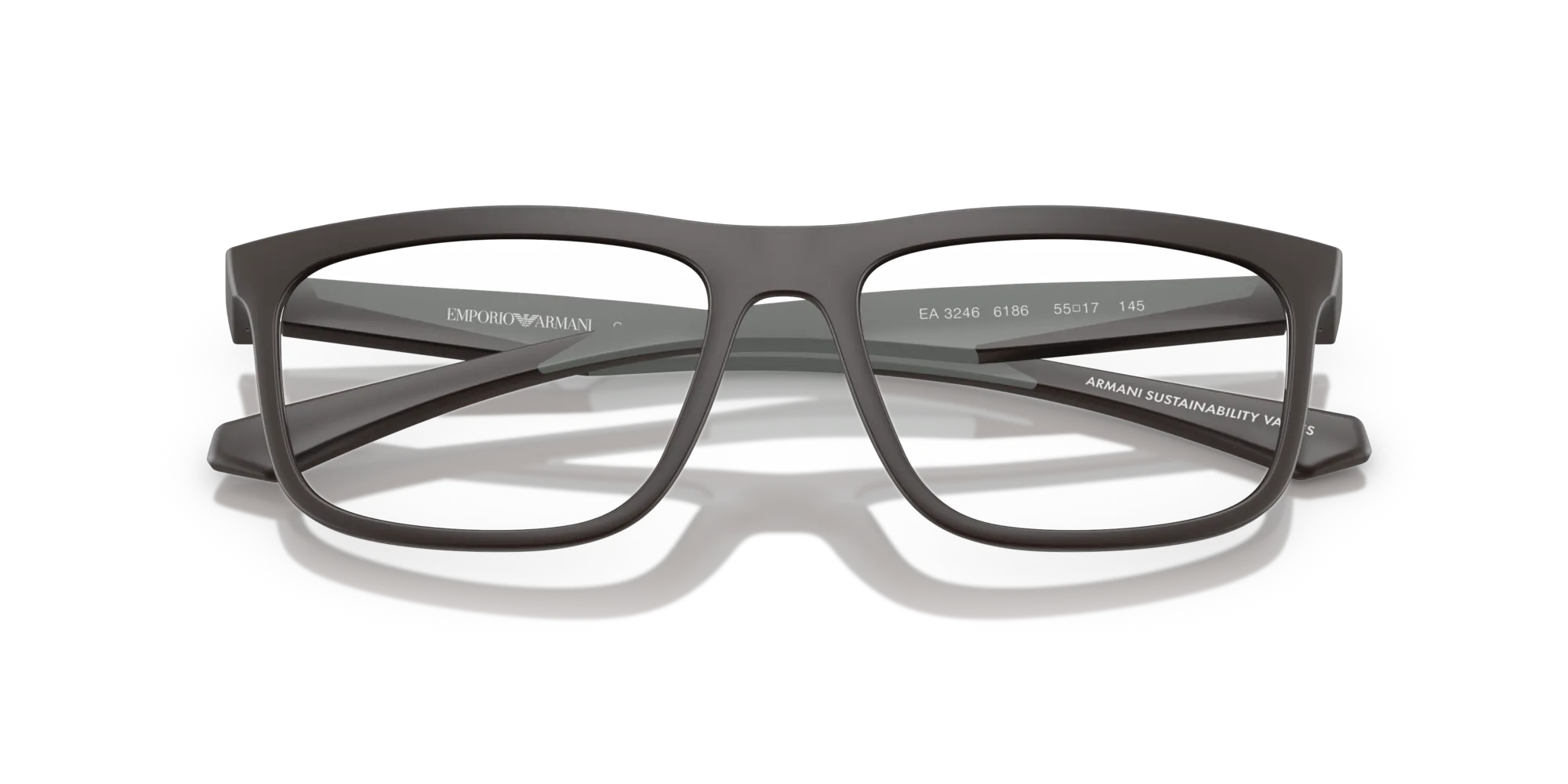 Emporio Armani EA3246 6186 Montature da vista Iniettato Marrone Trasparente Squadrata Normale - immagine 2