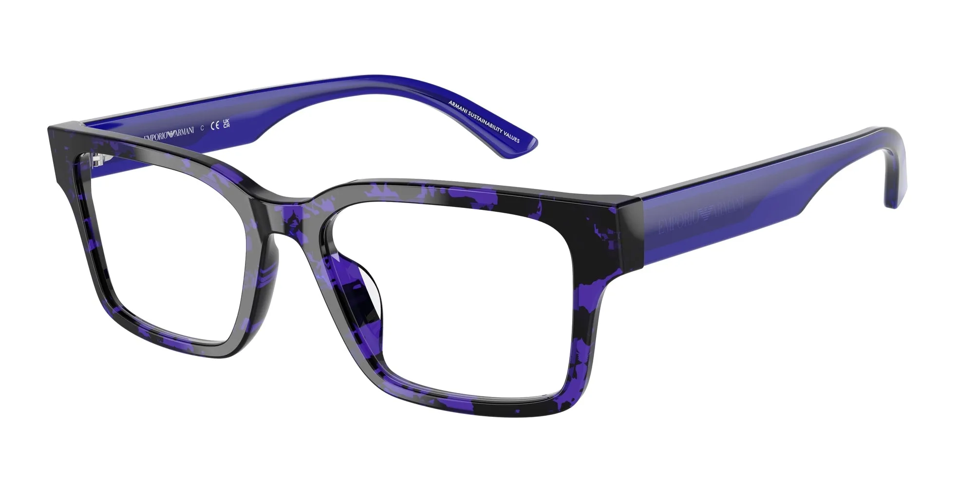 Emporio Armani EA3245U 6183 Montature da vista Acetato Viola Squadrata Normale - immagine 1