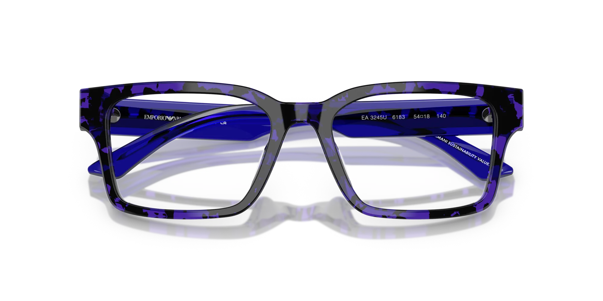 Emporio Armani EA3245U 6183 Montature da vista Acetato Viola Squadrata Normale - immagine 2