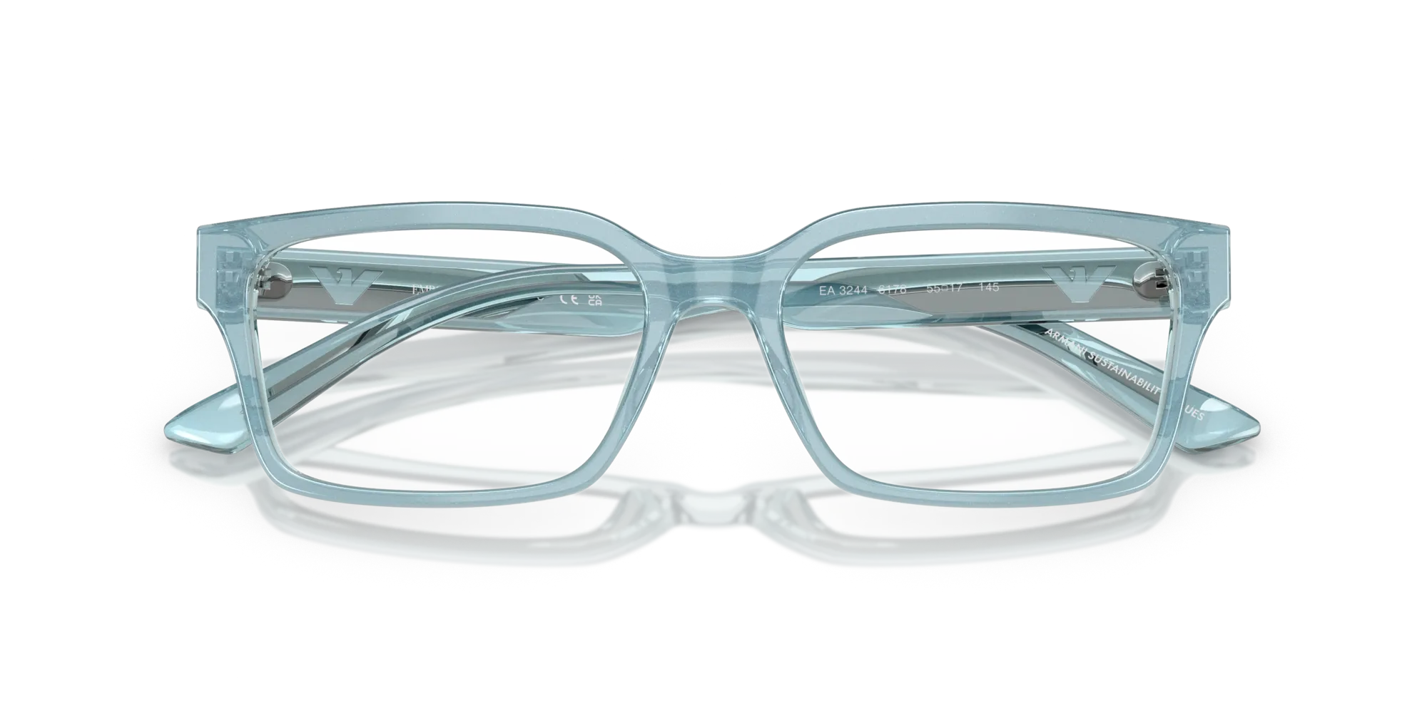 Emporio Armani EA3244 6178 Montature da vista Acetato Azzurro Squadrata Normale - immagine 2