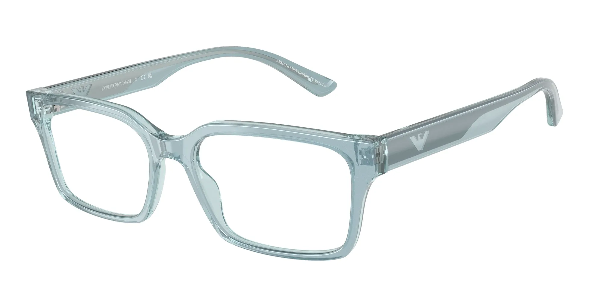 Emporio Armani EA3244 6178 Montature da vista Acetato Azzurro Squadrata Normale - immagine 1