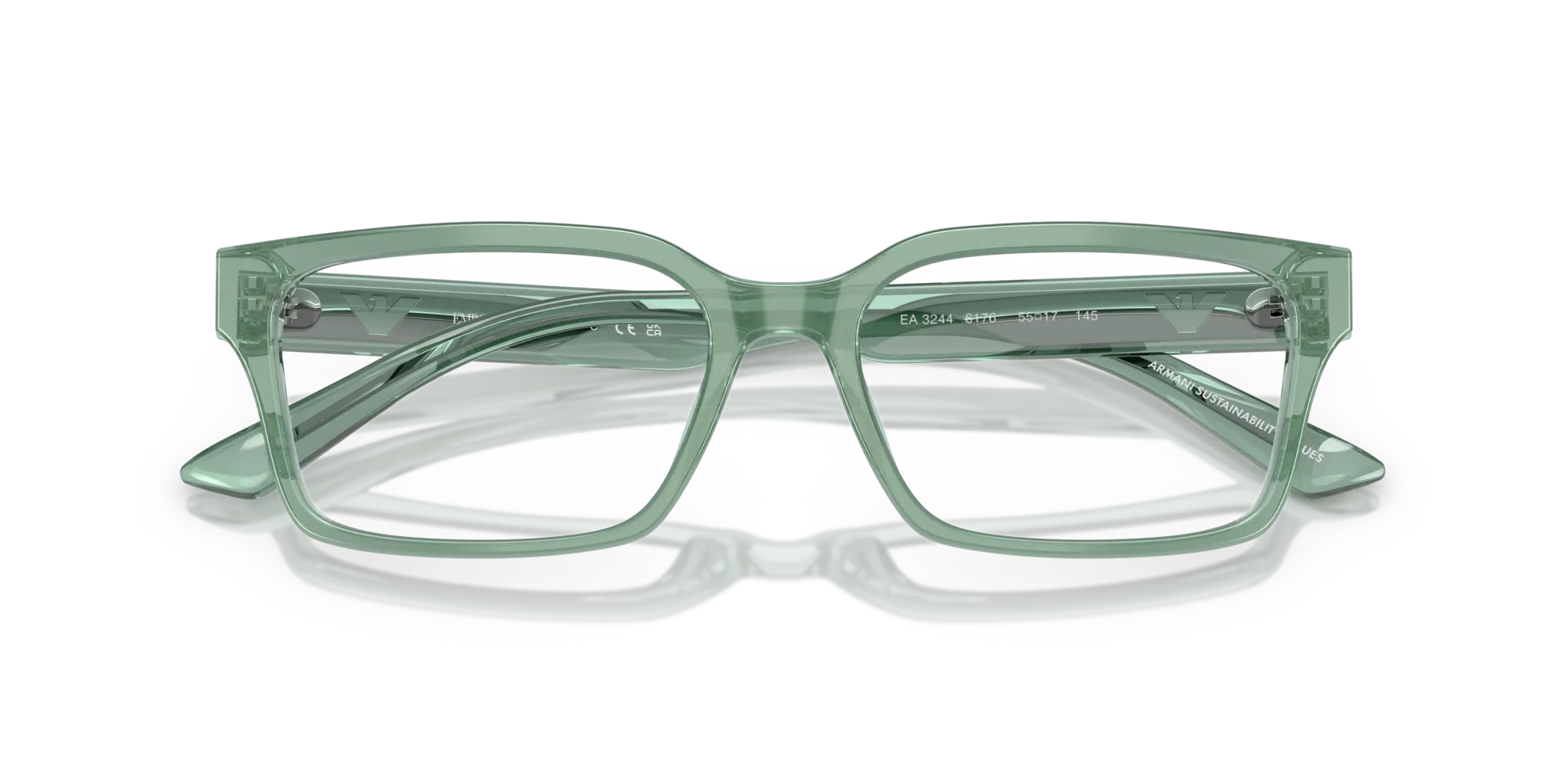 Emporio Armani EA3244 6176 Montature da vista Acetato Verde Squadrata Normale - immagine 2