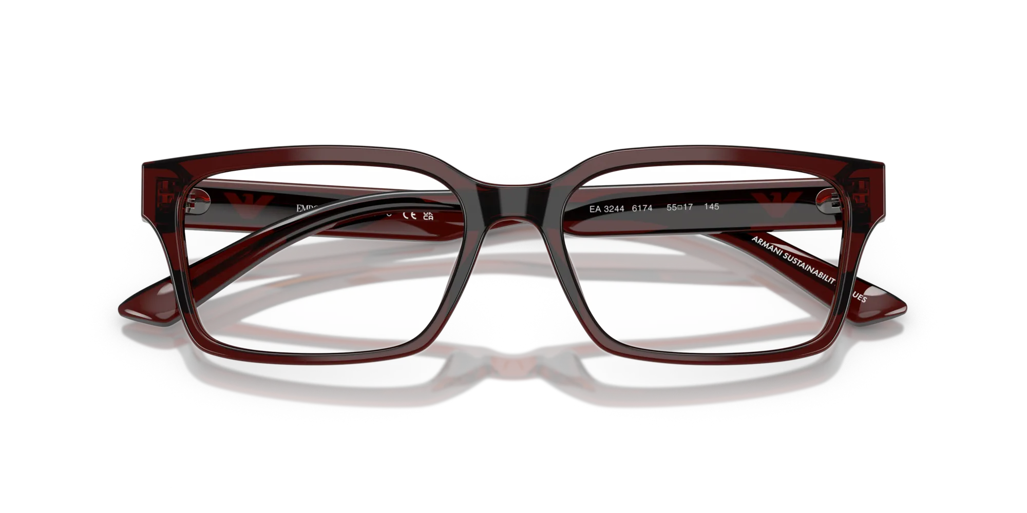 Emporio Armani EA3244 6174 Montature da vista Acetato Marrone Squadrata Normale - immagine 2