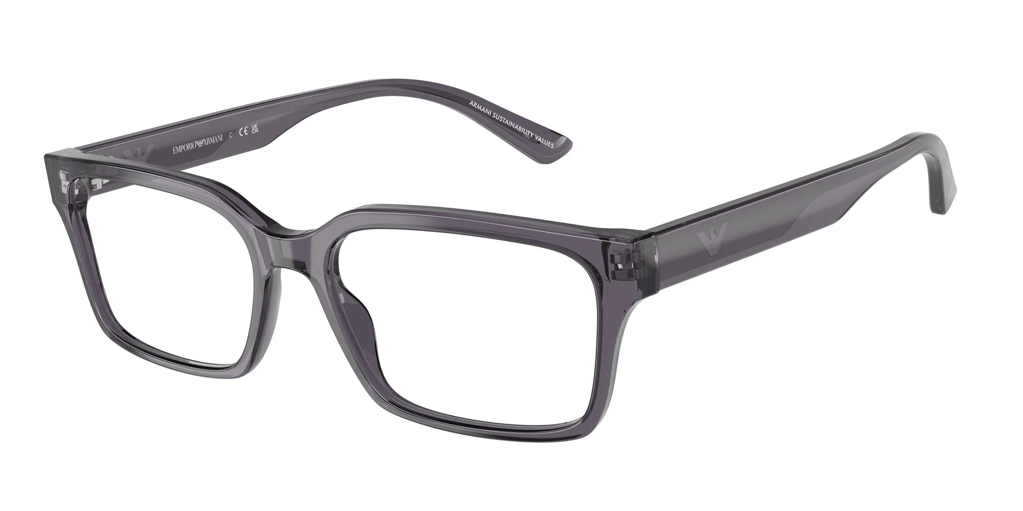 Emporio Armani EA3244 6106 Montature da vista Acetato Grigio Trasparente Squadrata Normale - immagine 1