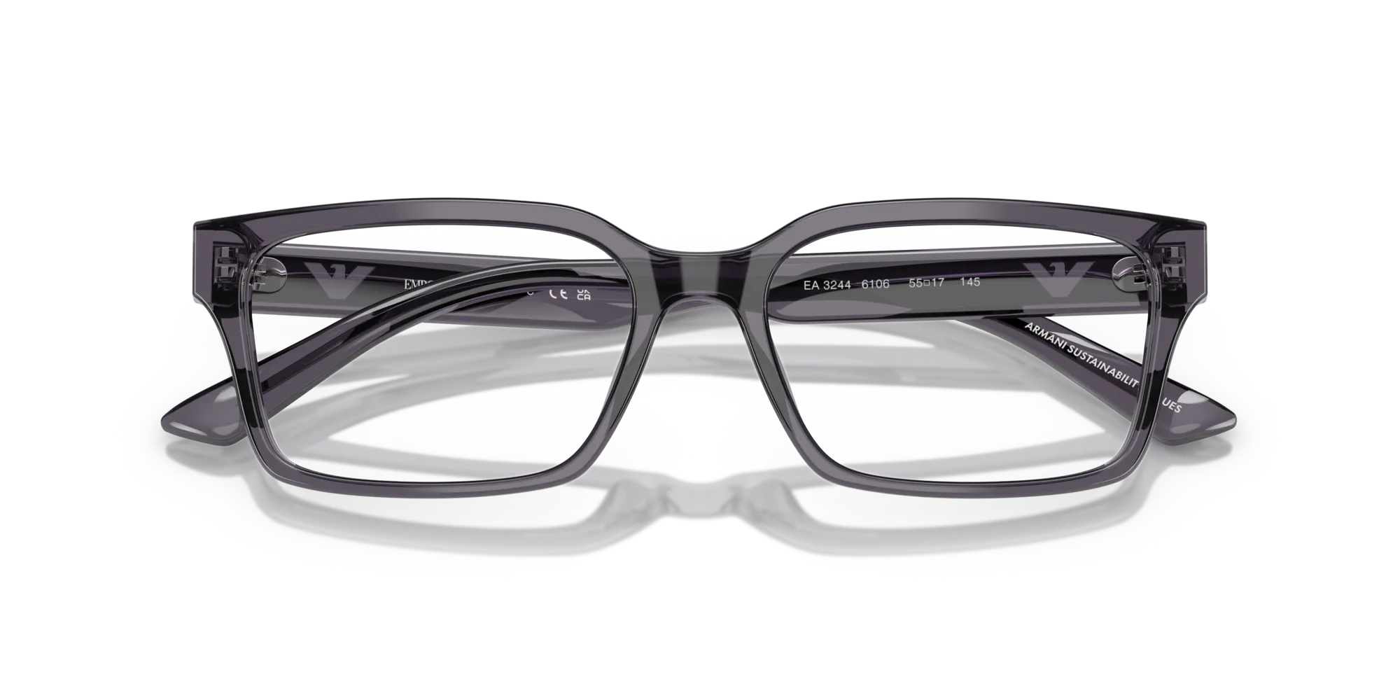 Emporio Armani EA3244 6106 Montature da vista Acetato Grigio Squadrata Normale - immagine 2