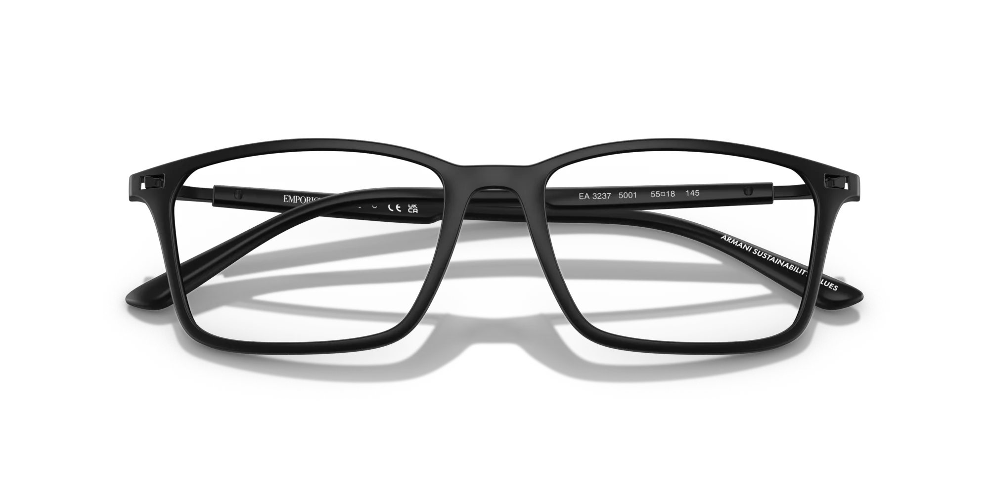 Emporio Armani EA3237 5001 Montature da vista Iniettato Nero Trasparente Squadrata Normale - immagine 2