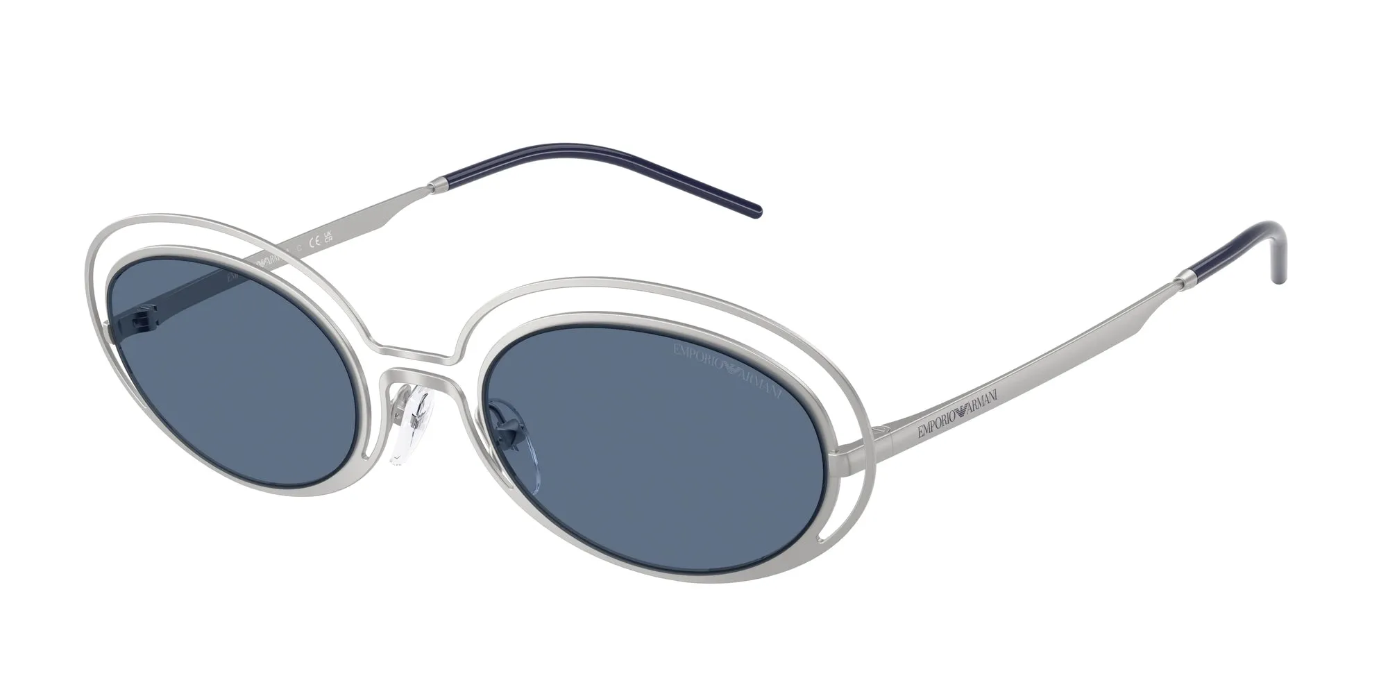 Emporio Armani EA2160 304580 Occhiali da sole Metallo Argento Blu Rotonda Normale - immagine 1