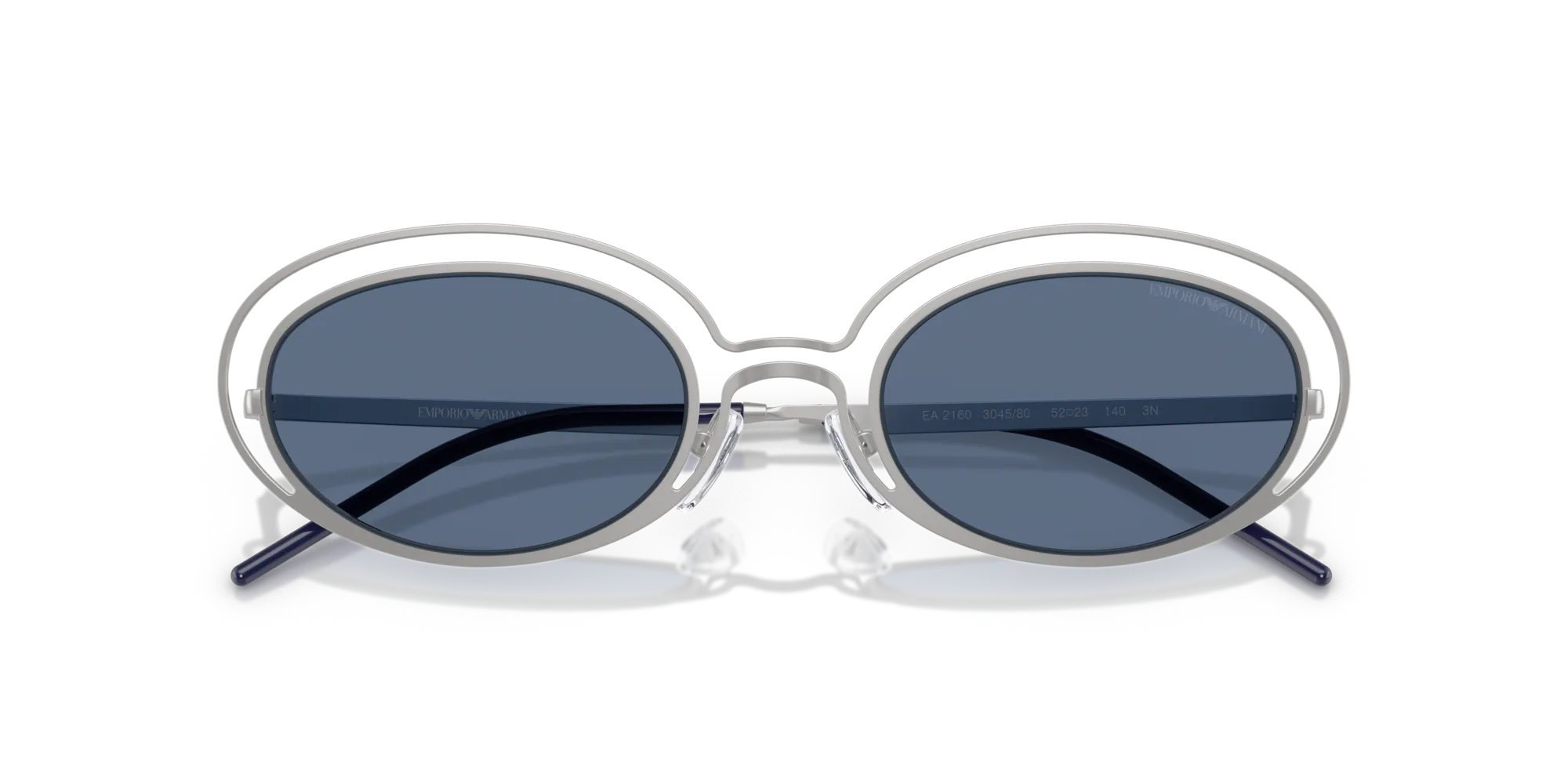 Emporio Armani EA2160 304580 Occhiali da sole Metallo Argento Blu Rotonda Normale - immagine 2