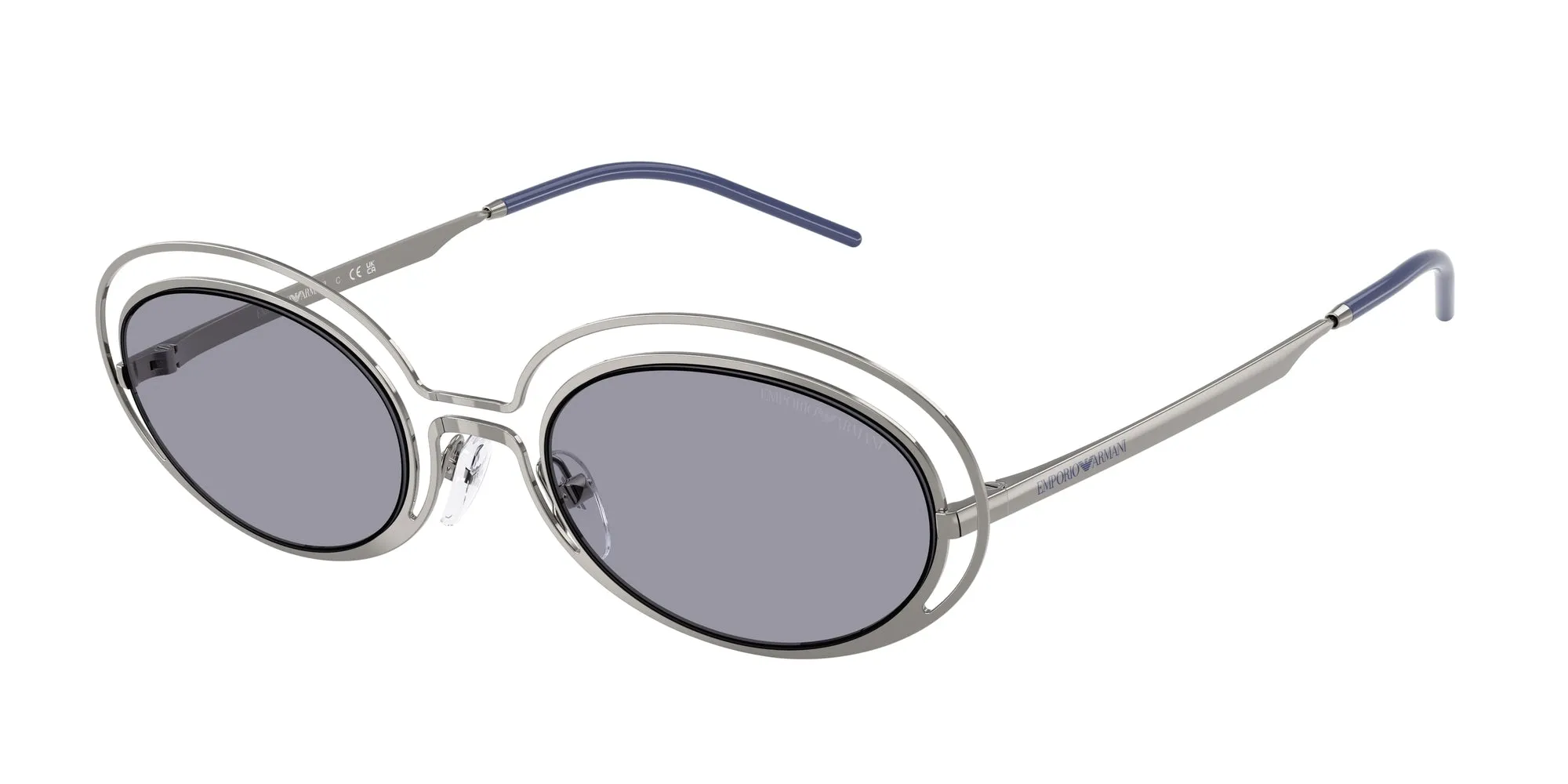 Emporio Armani EA2160 301080 Occhiali da sole Metallo Grigio Blu Rotonda Normale - immagine 1