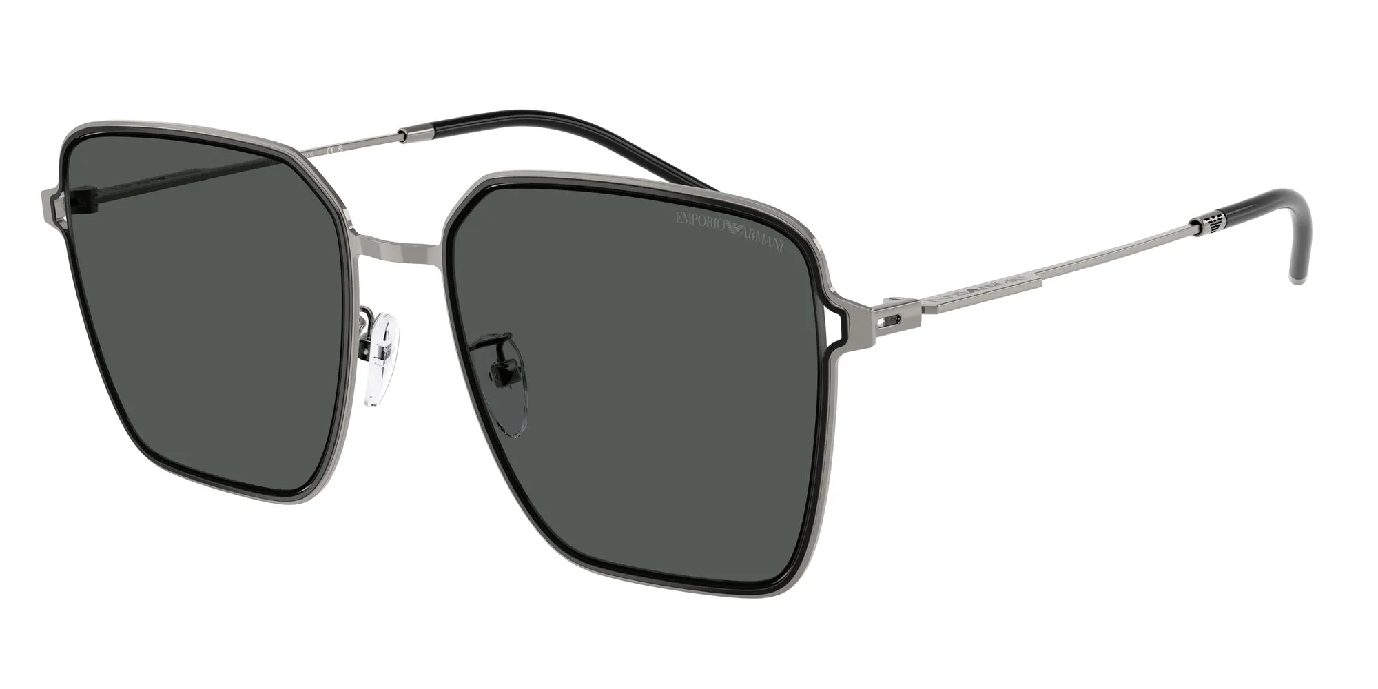 Emporio Armani EA2159D 301487 Occhiali da sole Metallo Nero Grigio Squadrata Normale - immagine 1
