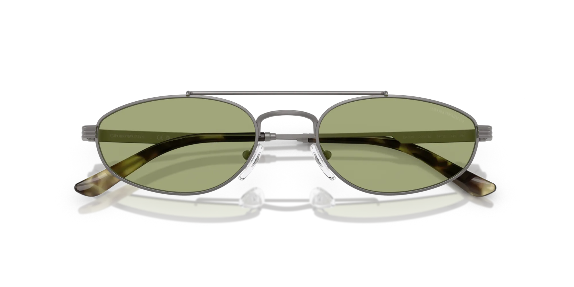 Emporio Armani EA2157 300382 Occhiali da sole Metallo Grigio Verde Pilot Normale - immagine 2