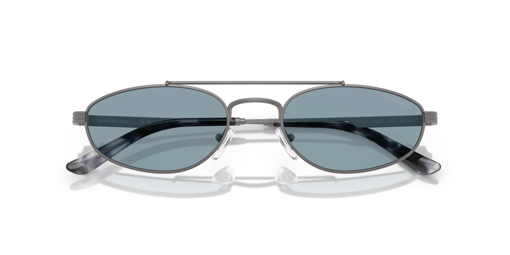 Emporio Armani EA2157 300372 Occhiali da sole Metallo Grigio Blu Pilot Normale - immagine 2