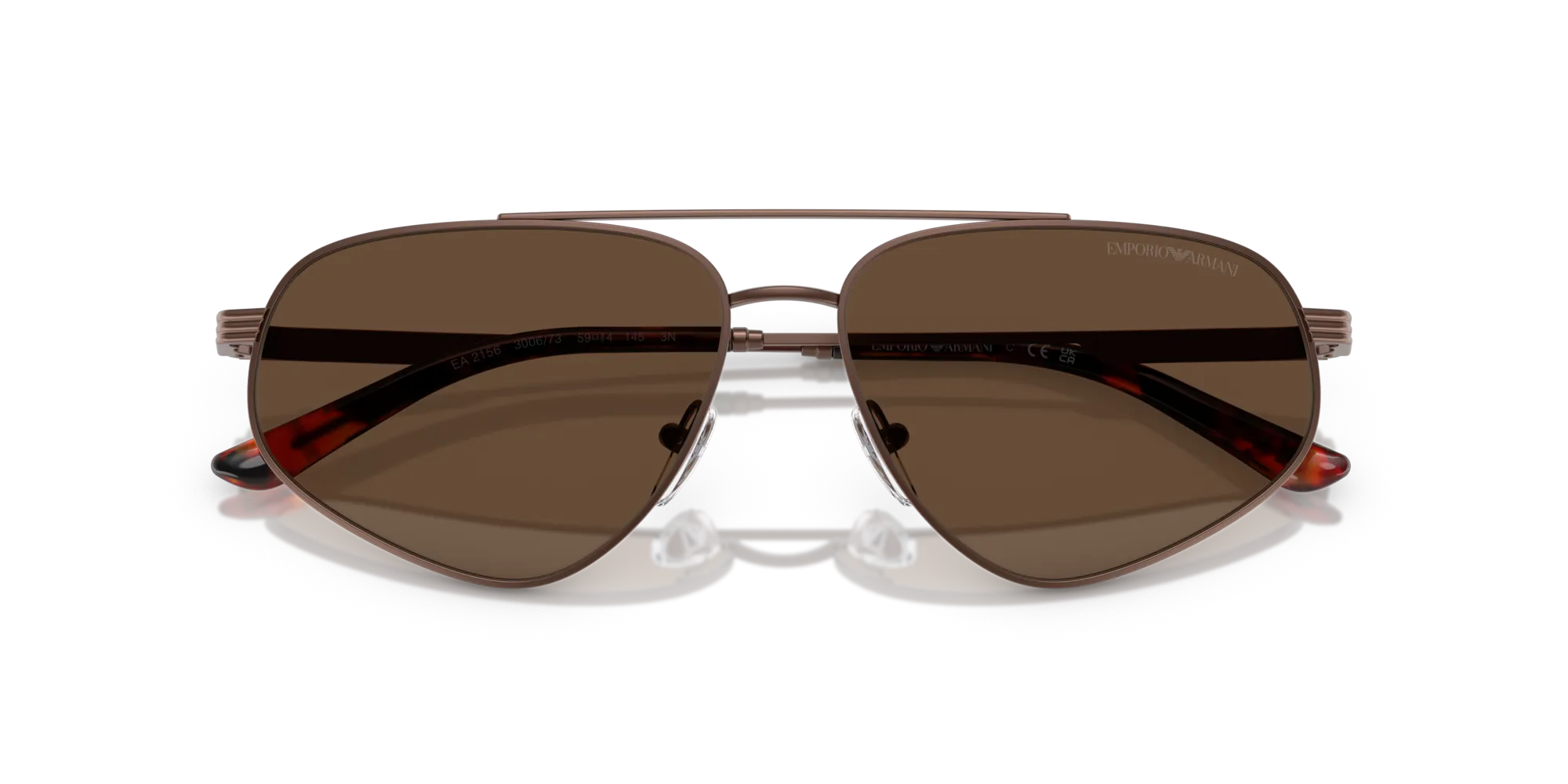 Emporio Armani EA2156 300673 Occhiali da sole Metallo Bronzo Marrone Pilot Normale - immagine 2