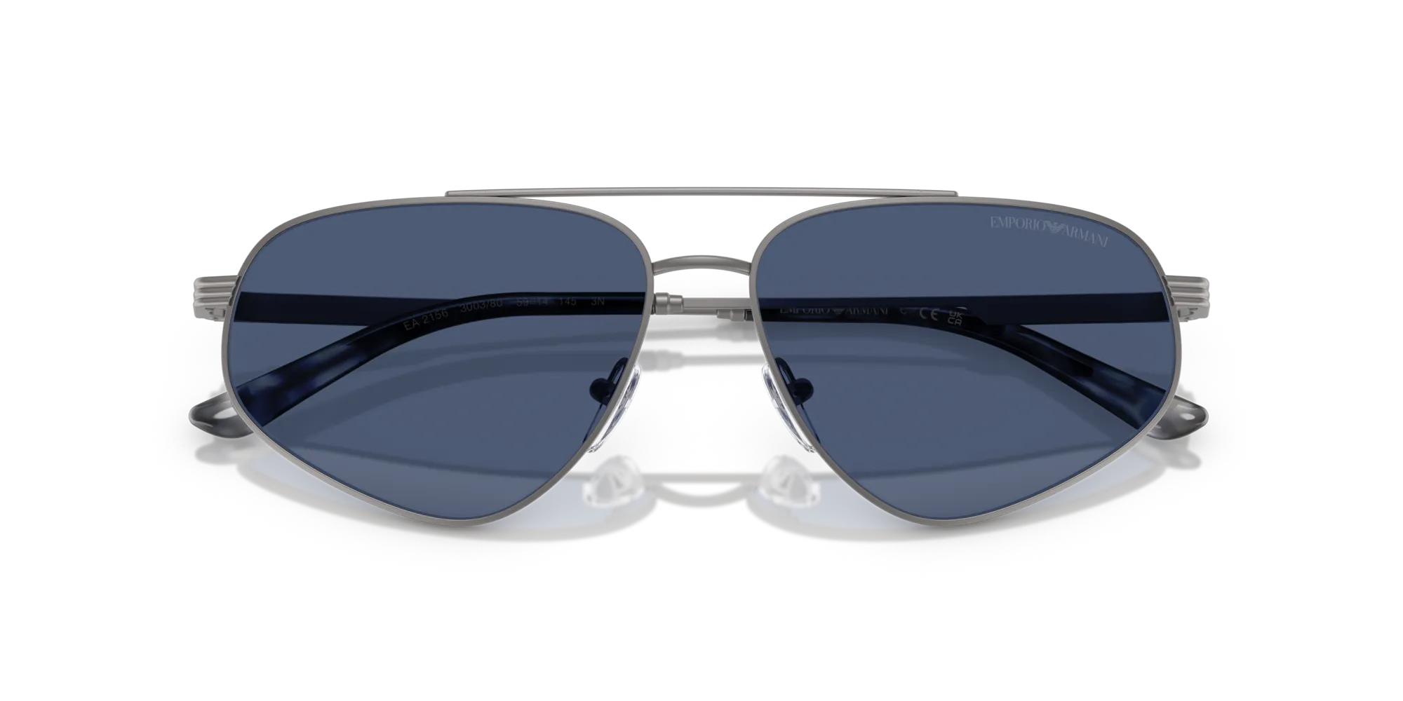 Emporio Armani EA2156 300380 Occhiali da sole Metallo Grigio Blu Pilot Normale - immagine 2